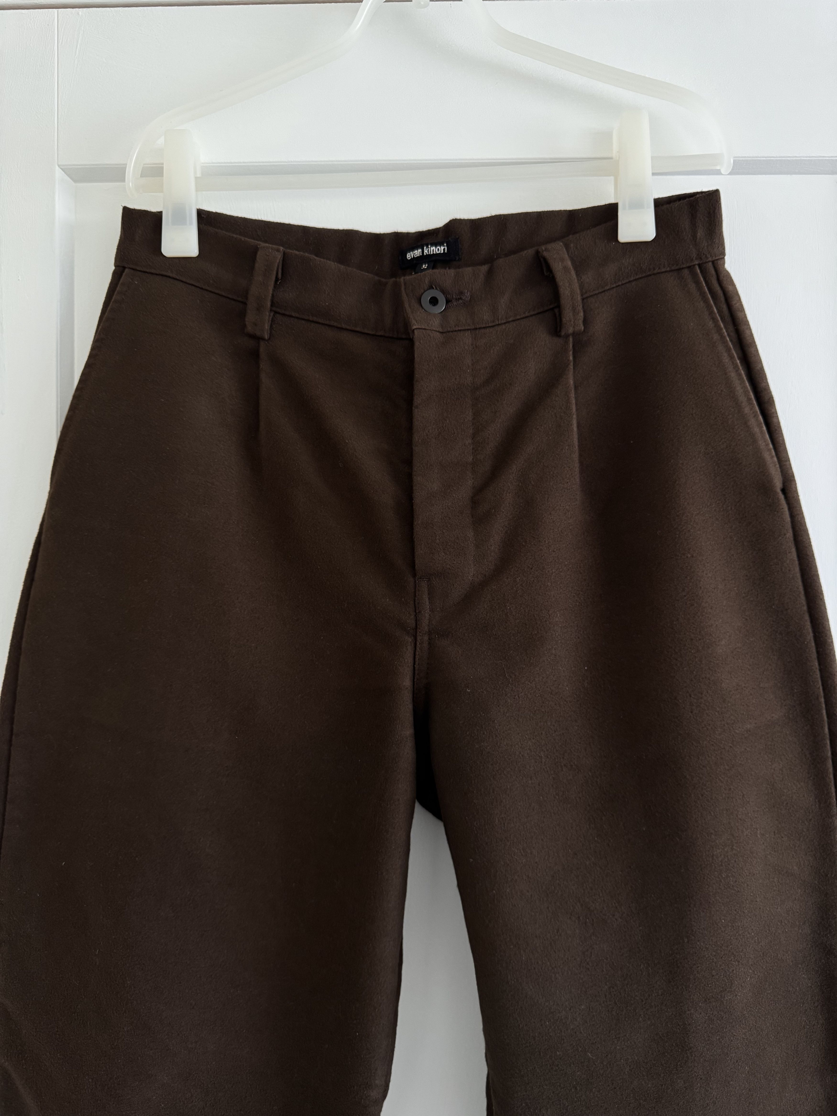 Evan Kinori Evan Kinori Single Pleat Pant Organic Cotton Moleskin Brown Size US 32 / EU 48 - 4 Thumbnail