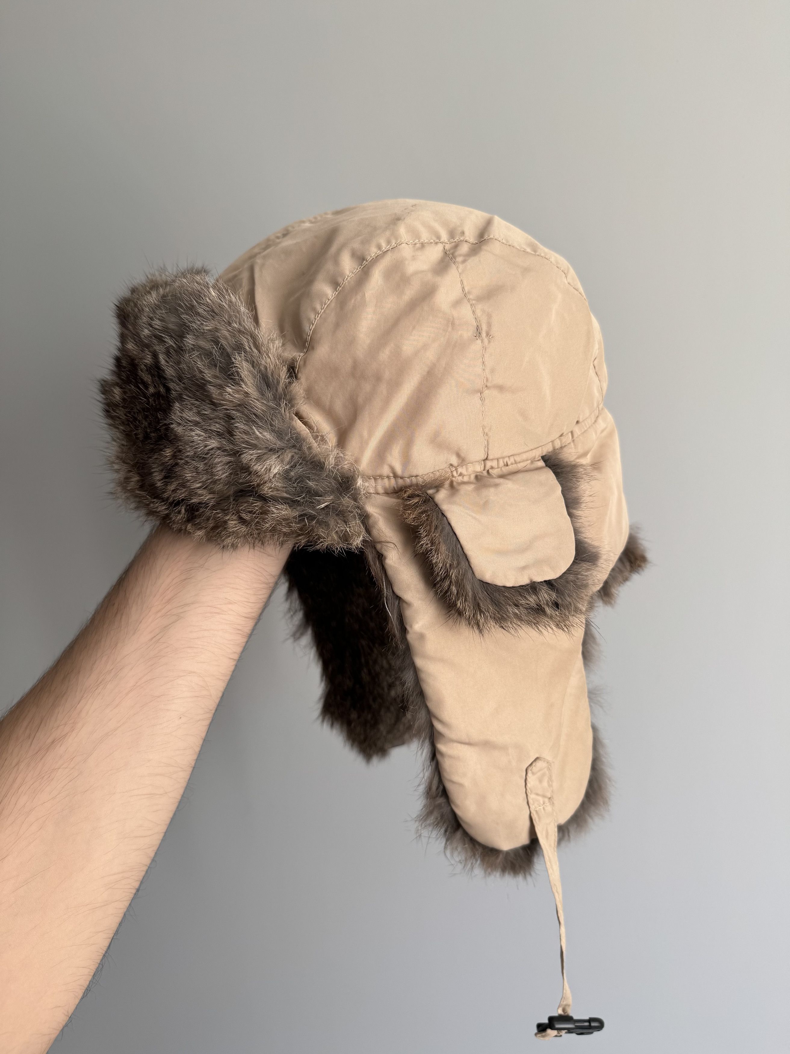 Other Vintage Nylon Ushanka Real Fur Hat Mohair Fuzzy Trapper Punk Size ONE SIZE - 3 Thumbnail