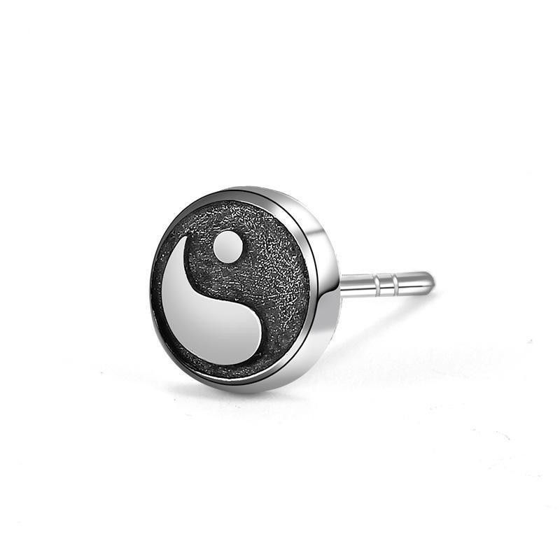 Diamond Earrings x Jewelry Yin Yang Punk Earrings One Pairs Chrome Jewelry in Silver, Men's