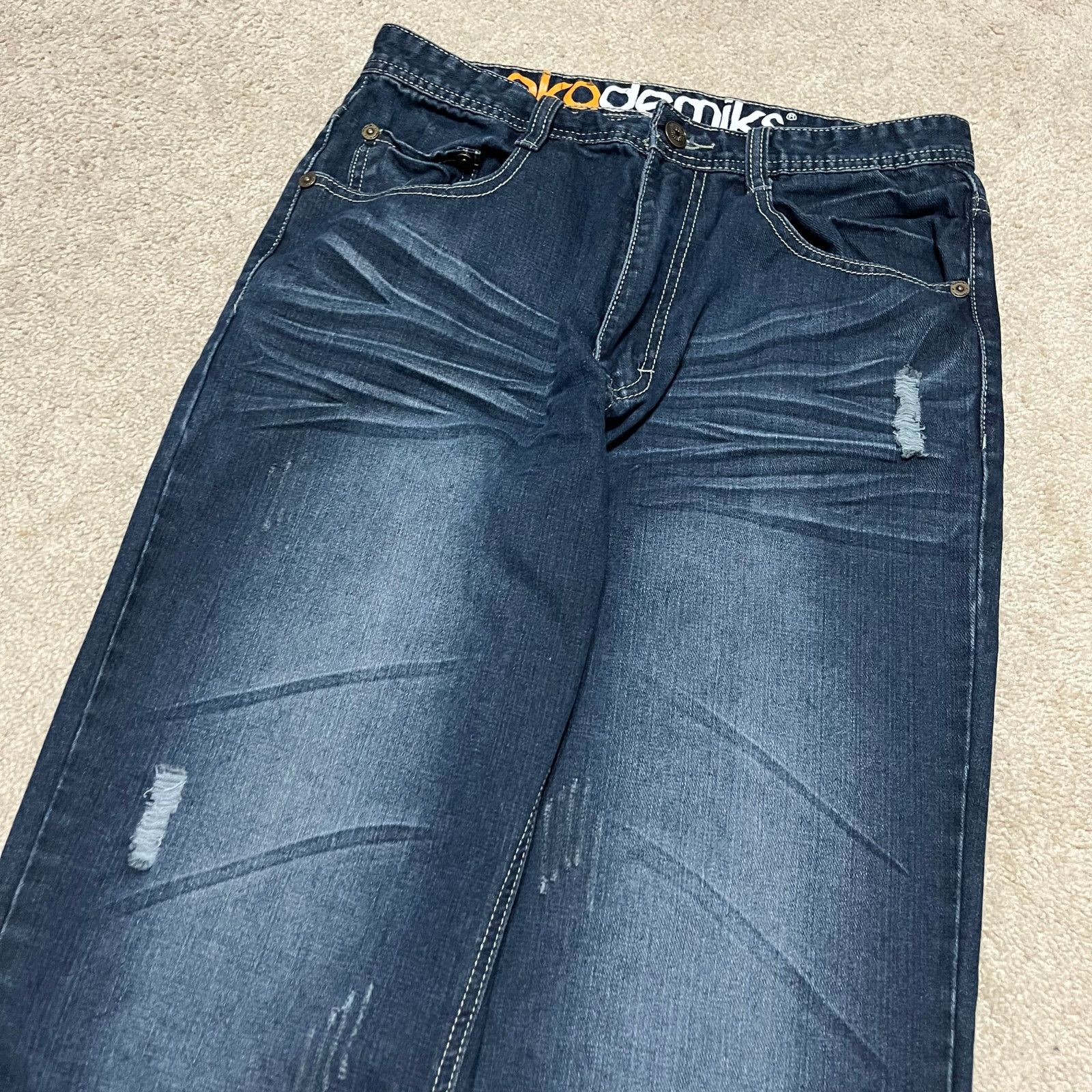 Akademiks Akademiks Y2K Baggy Skater Faded Dark Jeans 32Wx32L Size US 32 / EU 48 - 3 Thumbnail