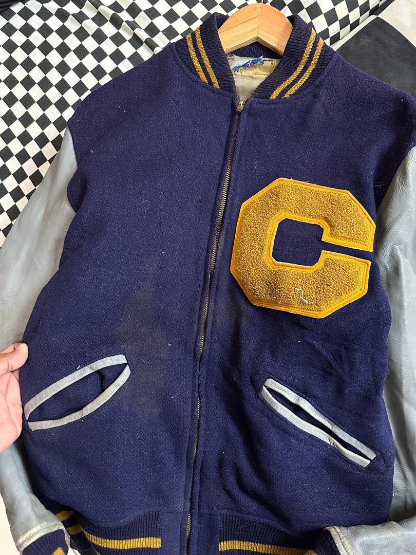 Japanese Brand × Vintage VINTAGE BIG C LOGO VARSITY LEATHER Size US M / EU 48-50 / 2 - 2 Thumbnail