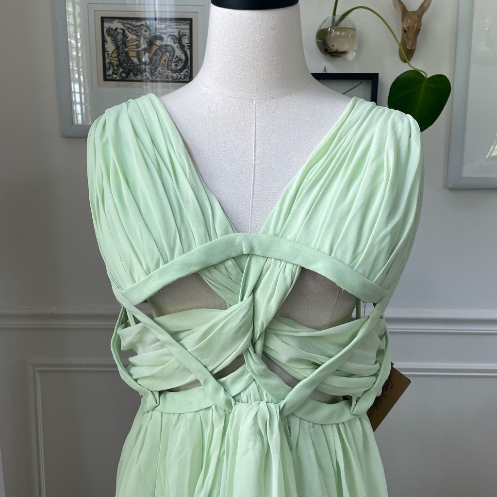 NWT Light In The Box Lime Green Formal Gown Dress Cut Out Wa