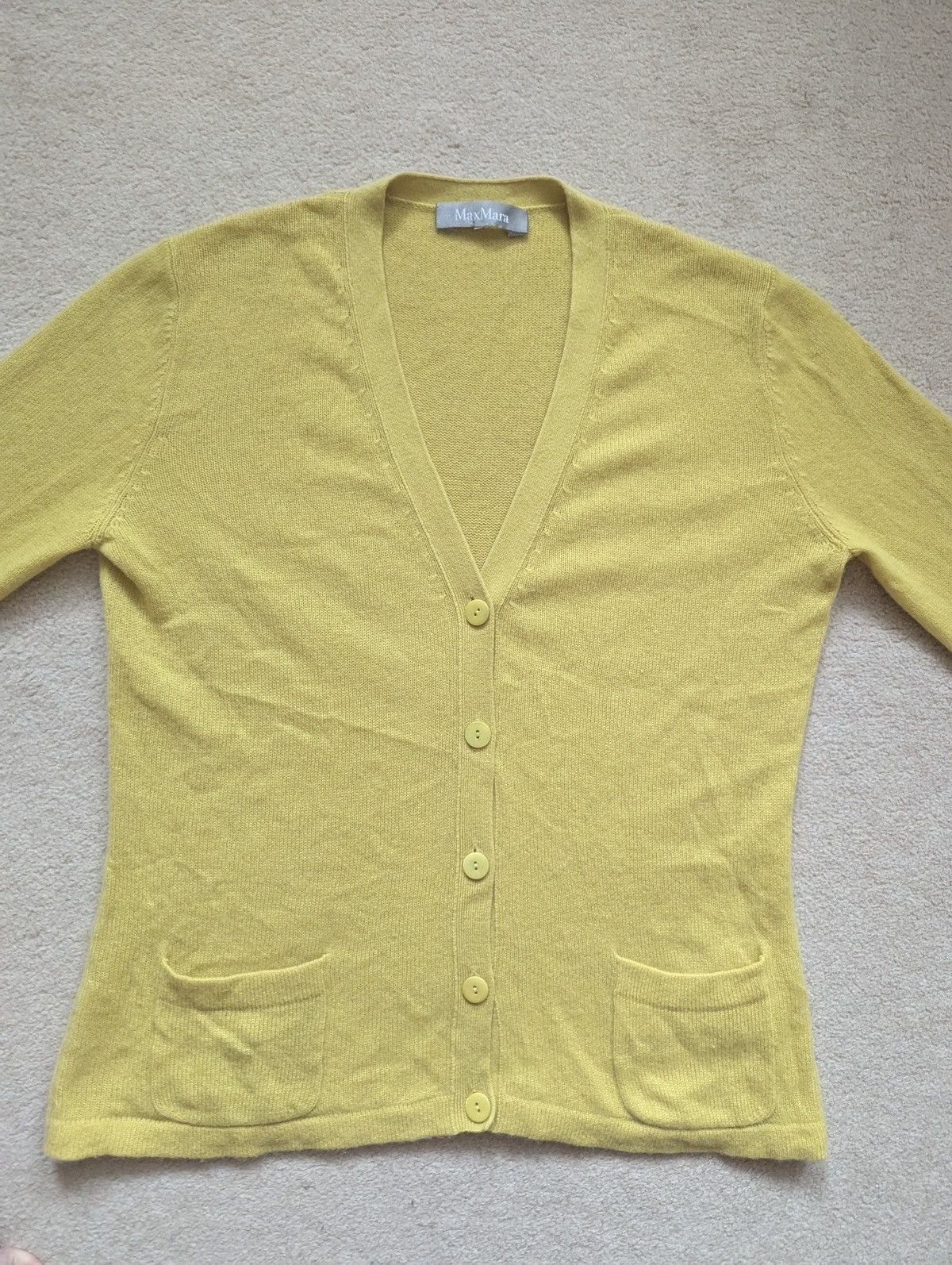 Max Mara Max Mara Cashmere Yellow Cardigan Sweater Size M-L “Japan” Size L / US 10 / IT 46 - 7 Thumbnail