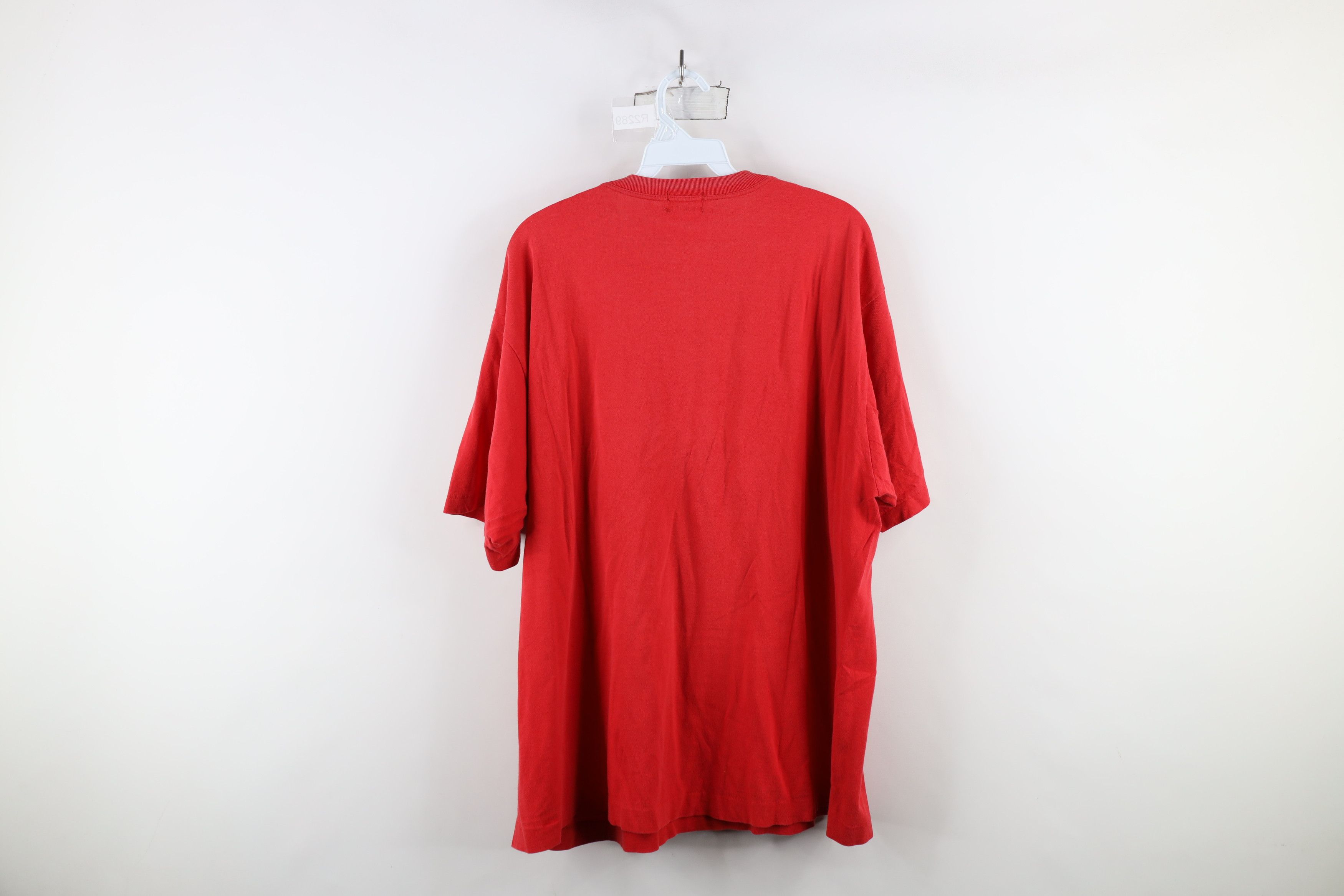 Vintage Vintage 90s Streetwear Baggy Pocket T-Shirt Red Cotton USA Size US XL / EU 56 / 4 - 9 Thumbnail