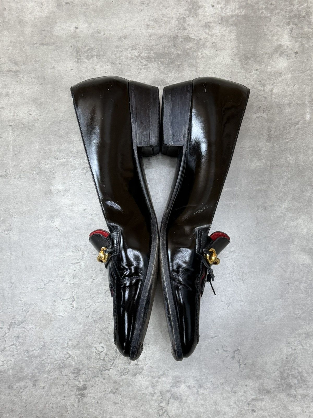 Celine Vintage Celine Leather Loafers Black Red Size 40 1/2 Size US 10.5 / IT 40.5 - 10 Thumbnail