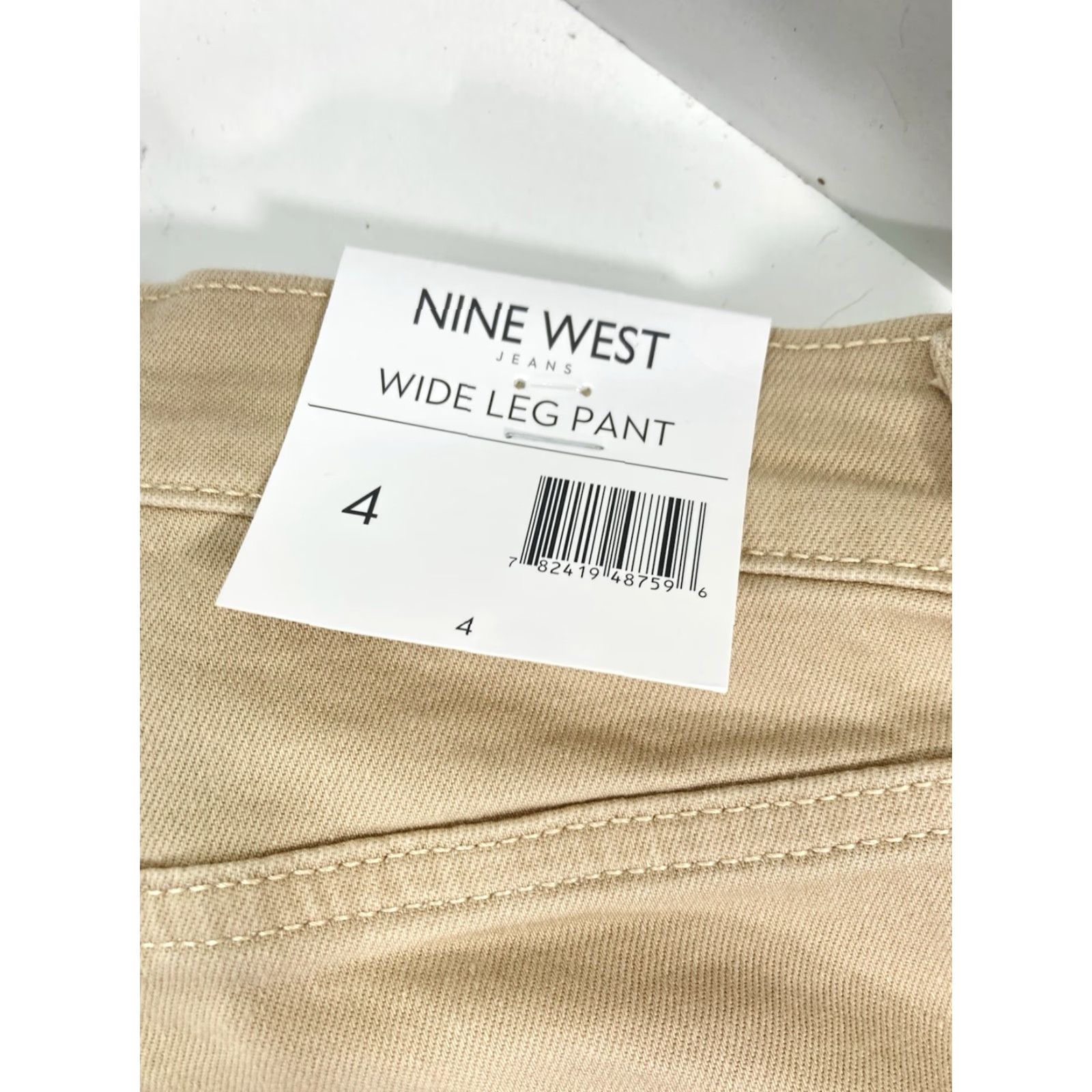 Nine West Nine West Wide Leg Pants Women Sz 4 30X32 Beige Khaki Stretch Cotton Blend NWT Size 27" / US 4 / IT 40 - 4 Thumbnail