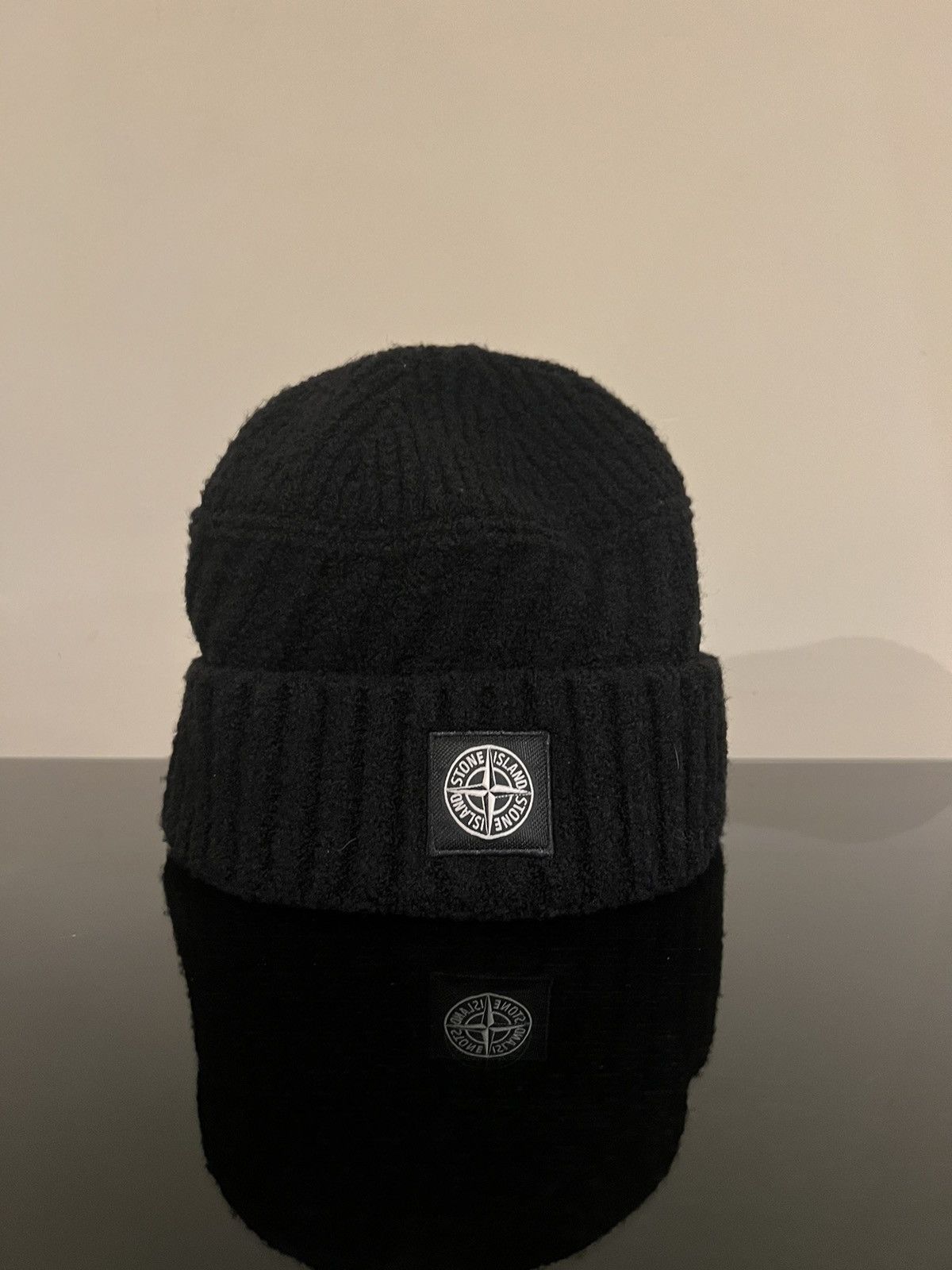 image of Stone Island Logo Beanie in Black, Men's