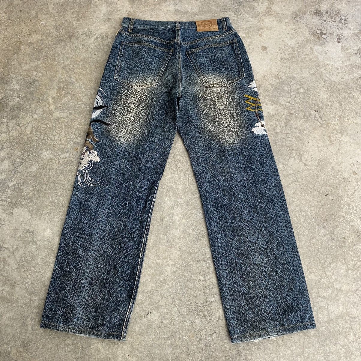 Karakuri Tamashii 00’s Karakuri Tamashii Fūjin Wind God Embroidered Jeans Size US 30 / EU 46 - 10 Thumbnail