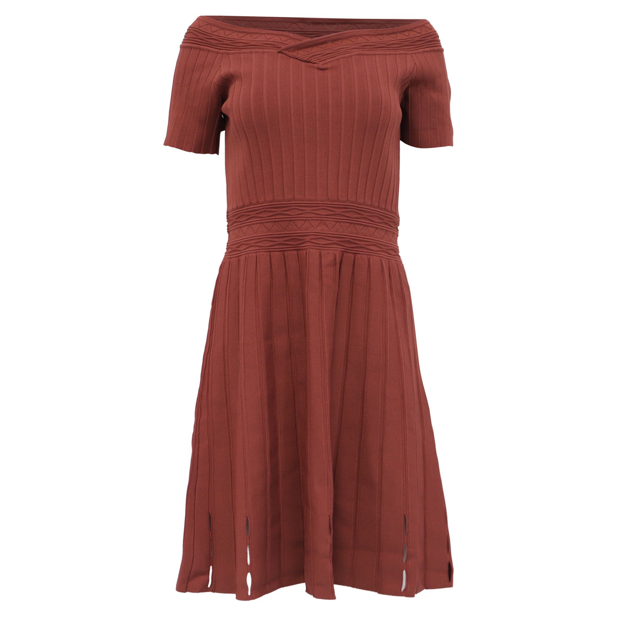 Sandro Sandro Lottie Off-Shoulder Dress in Burgundy Viscose Size XS / US 0-2 / IT 36-38 - 1 Thumbnail