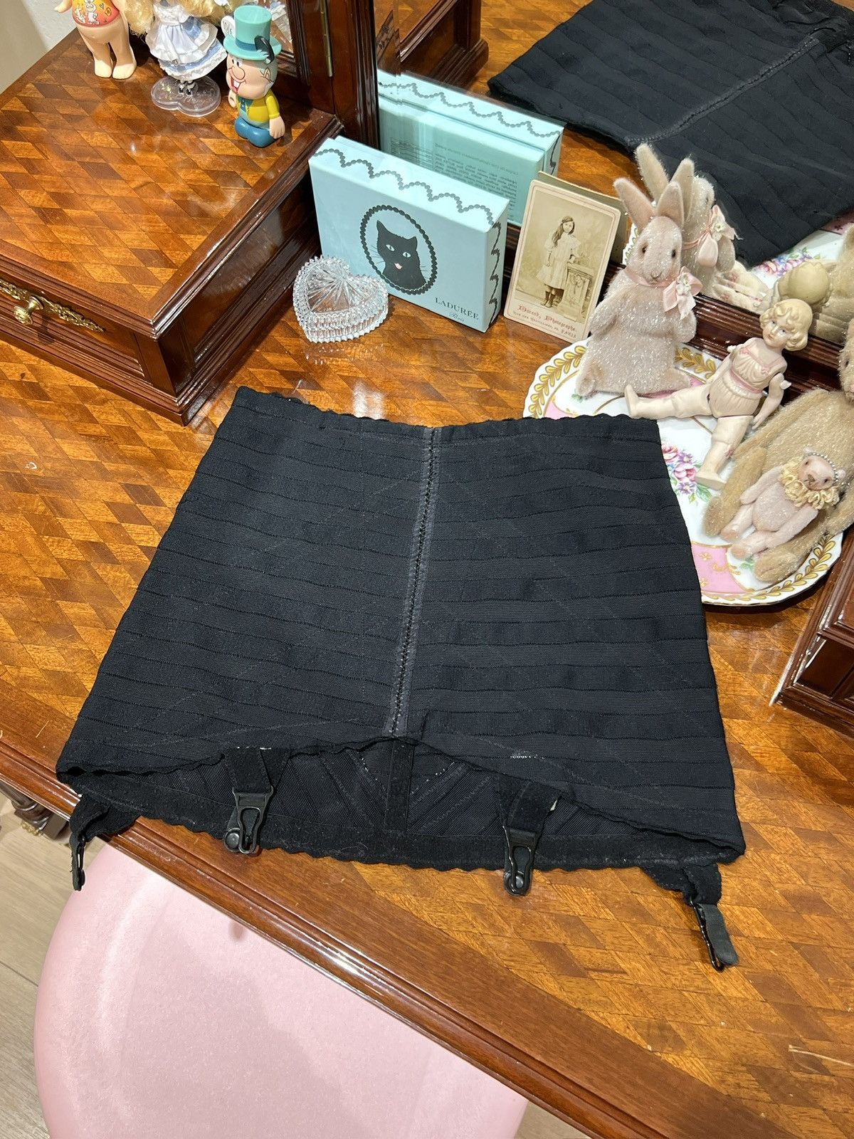 Vintage 50s Vintage Black Garter Skirt Size 25" / US 0 / IT 36 - 4 Thumbnail