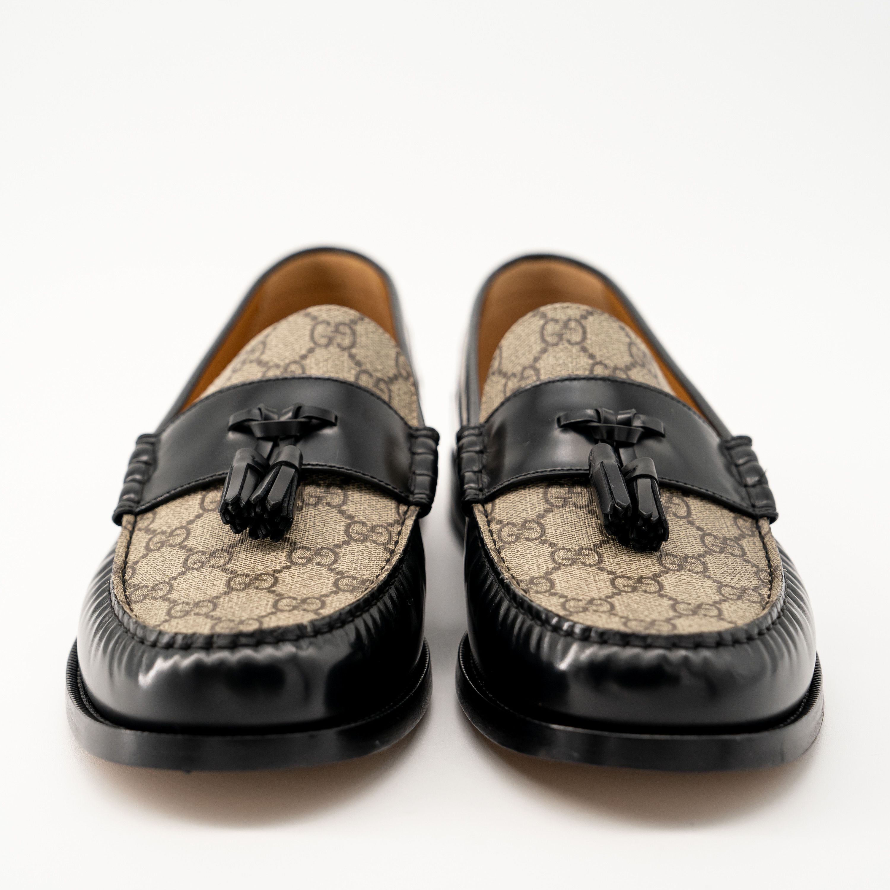 Gucci 13G 13.5 US Gucci Tassel GG Black Beige Loafers Leather Size US 13 / EU 46 - 2 Thumbnail