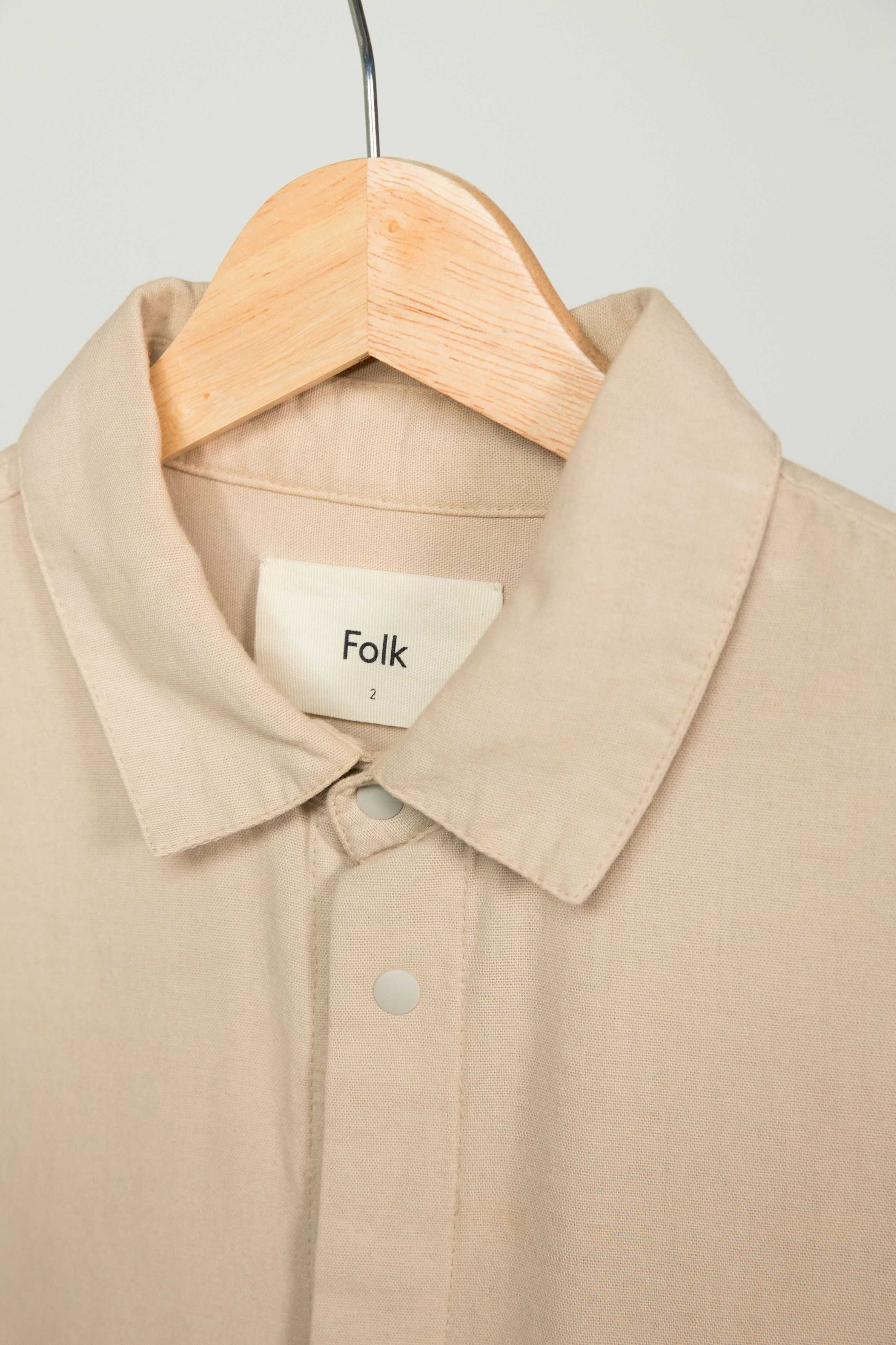 Folk Folk Flannel Pop Stud Shirt in Sand Size US S / EU 44-46 / 1 - 4 Thumbnail