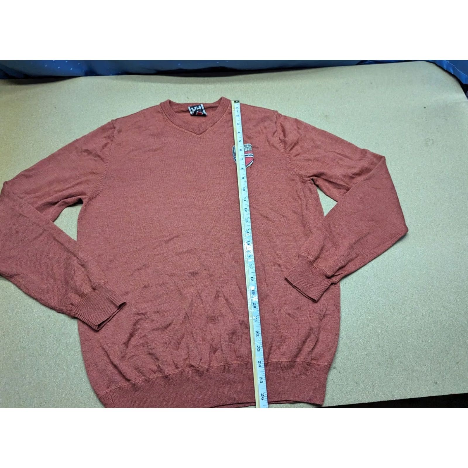 Helly Hansen Helly Hansen Mens Brown Sweater XL Wool Blend V-Neck Jumper Pullover Size US XL / EU 56 / 4 - 3 Thumbnail