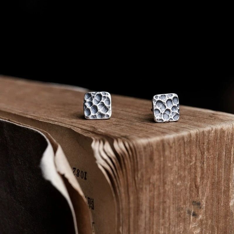 Jewelry Lunar surface Stud Earrings 925 Sterling Silver Ear Gift Size ONE SIZE - 3 Thumbnail
