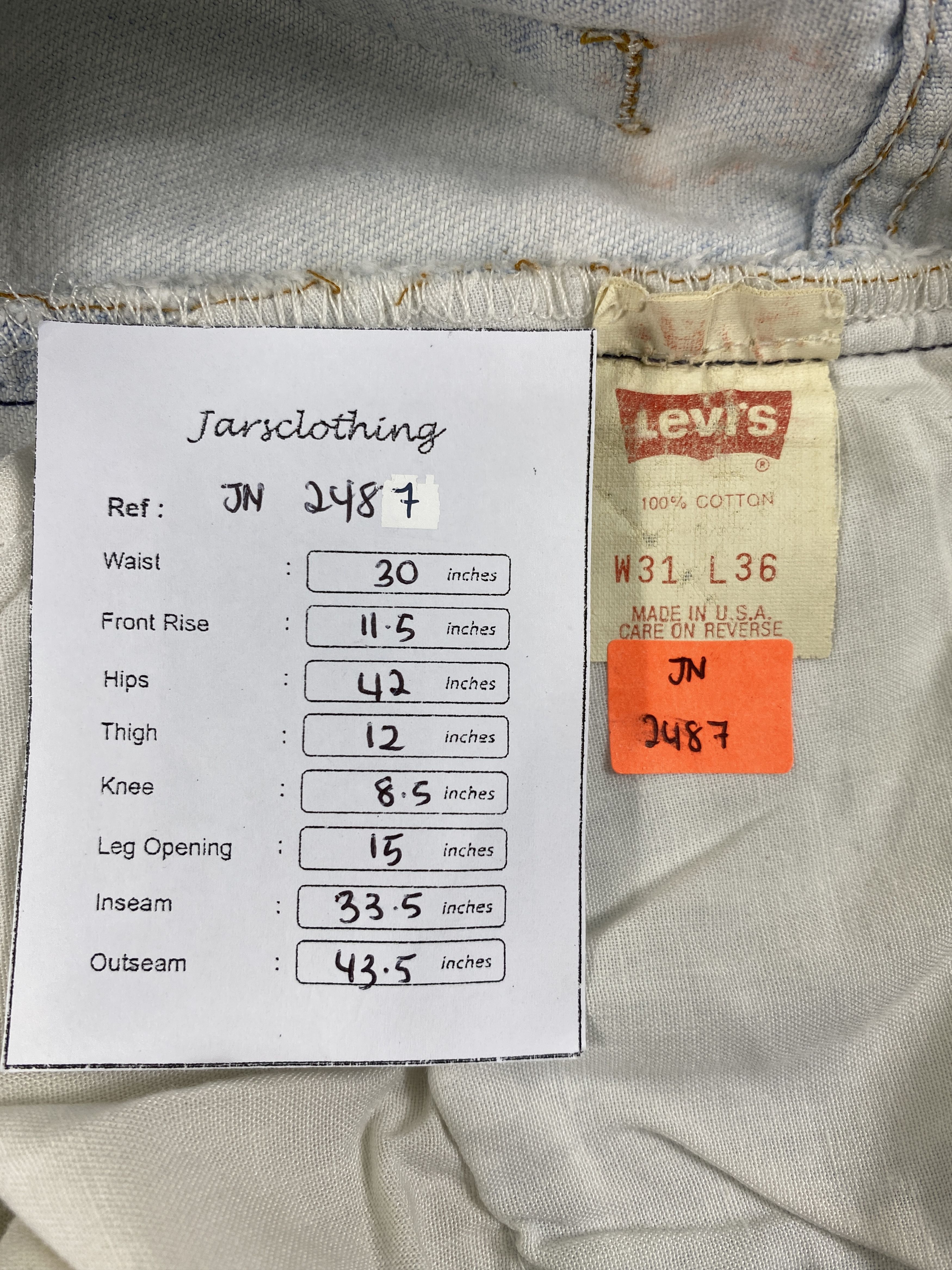 Levi's 90's Light Wash Vintage Levi's USA 501 30x33.5 Denim -JN2487 Size US 31 - 8 Thumbnail