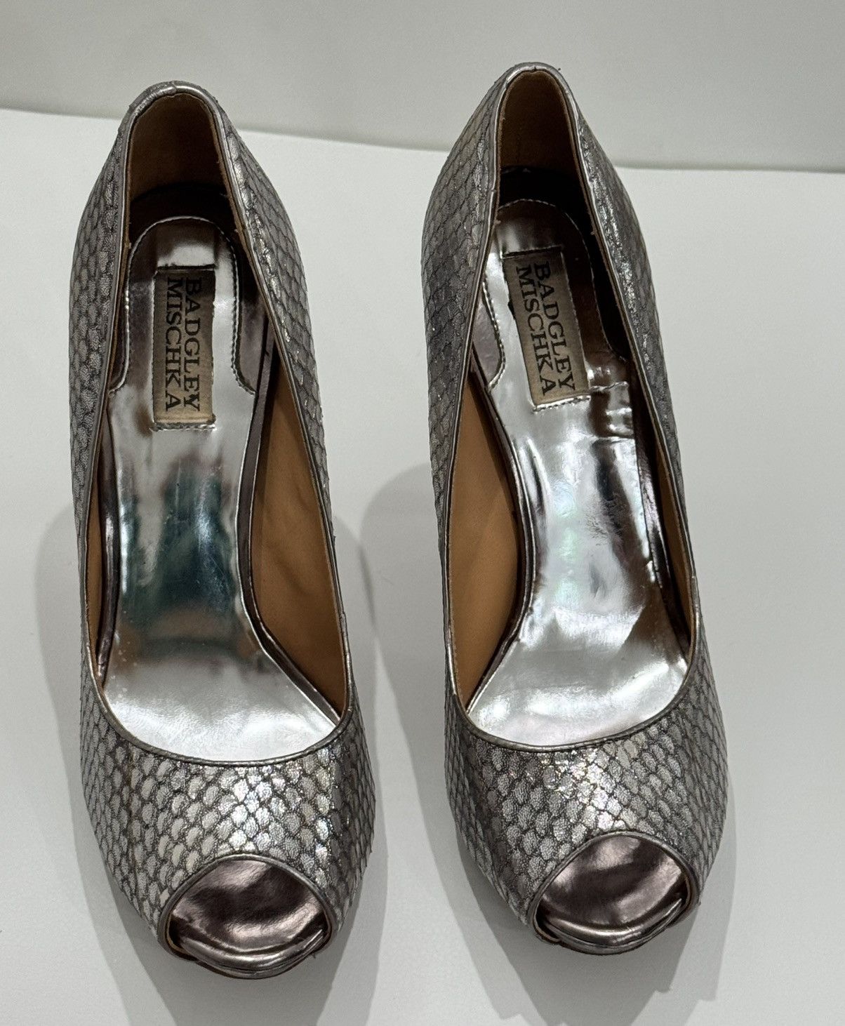 Badgley Mischka Badgley Mischka Silver Snake Print Leather Size US 8.5 / IT 38.5 - 2 Thumbnail