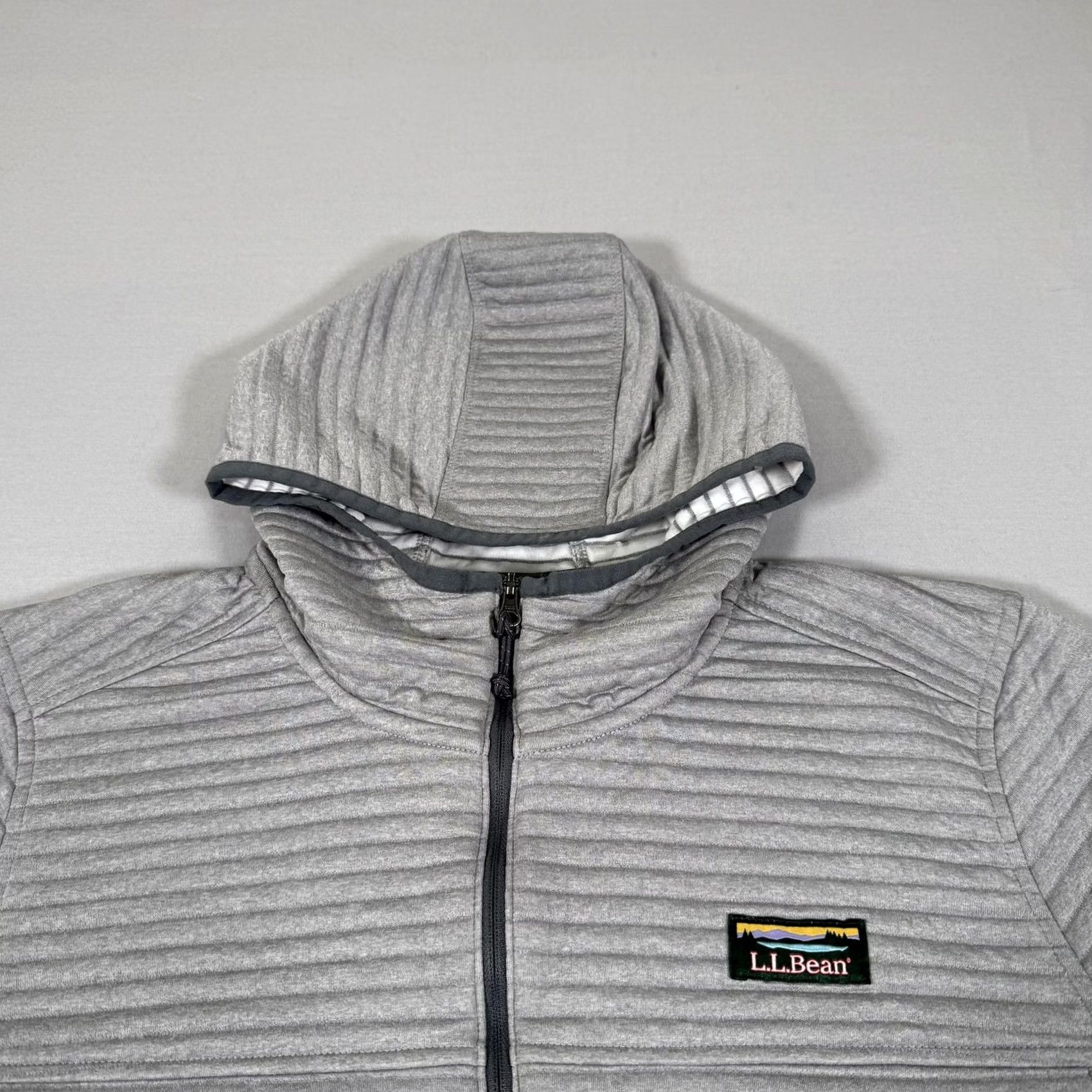 Vintage L.L. Bean Jacket Womens XL Petite Gray Airlight Knit Zip Up Sweater Outdoor Hike Size XL / US 12-14 / IT 48-50 - 2 Thumbnail