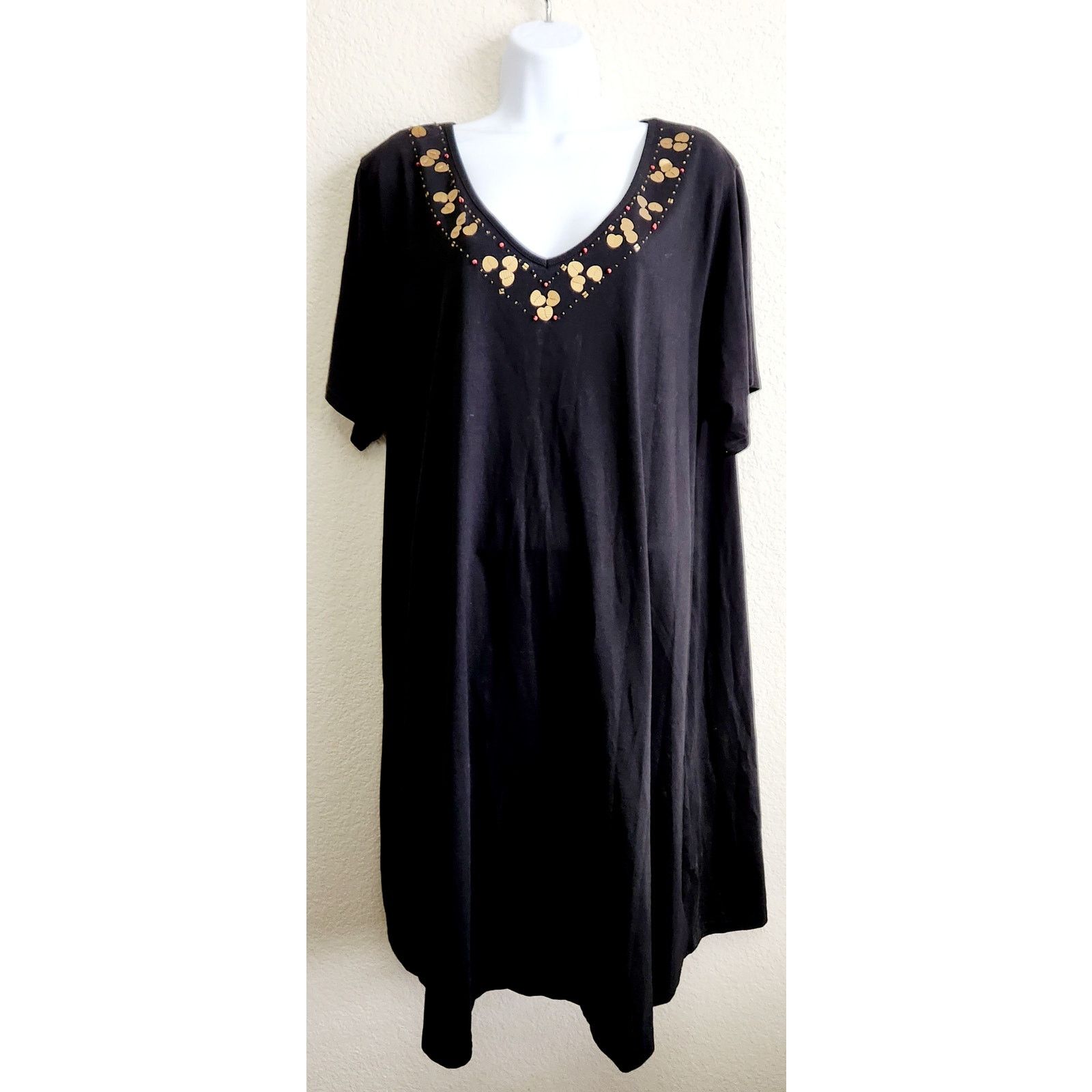 Other Kim Rogers Intimates Black Beaded Lounge Dress 2X Plus Size XXL / US 16-18 / IT 52-54 - 1 Thumbnail