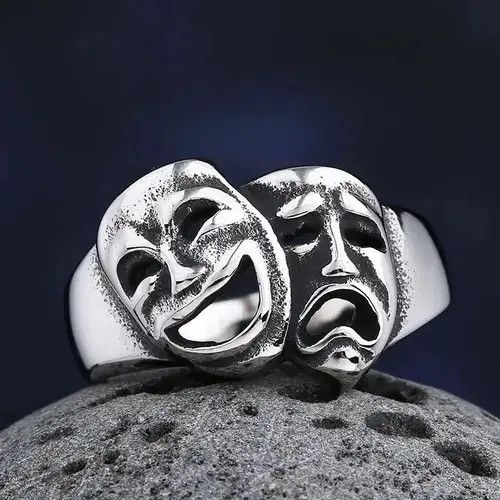 Japanese Brand × Vintage Stainlesss Steel Cry and Smile Ring Size ONE SIZE - 4 Thumbnail
