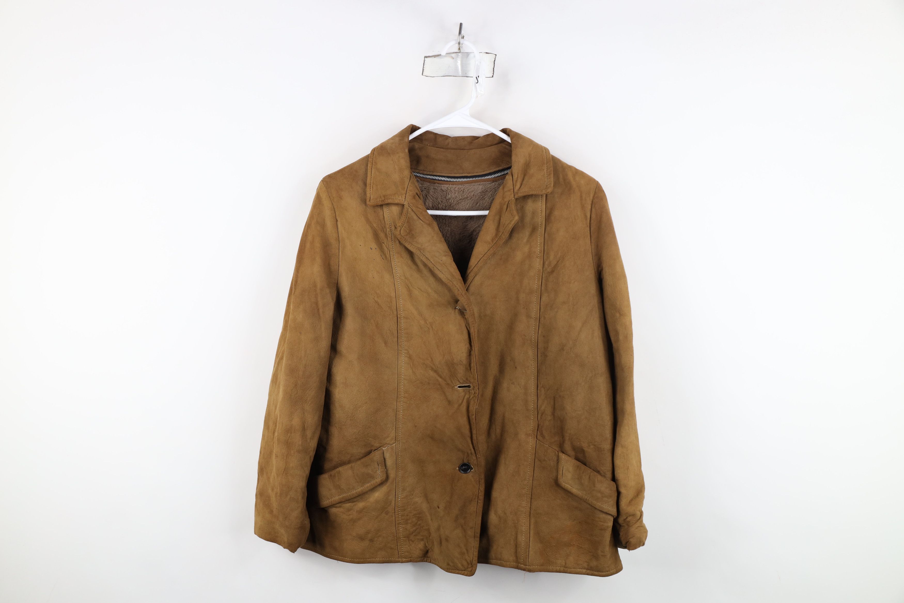 Vintage Vintage 60s Streetwear Lined Suede Leather Jacket Brown Size M / US 6-8 / IT 42-44 - 1 Thumbnail