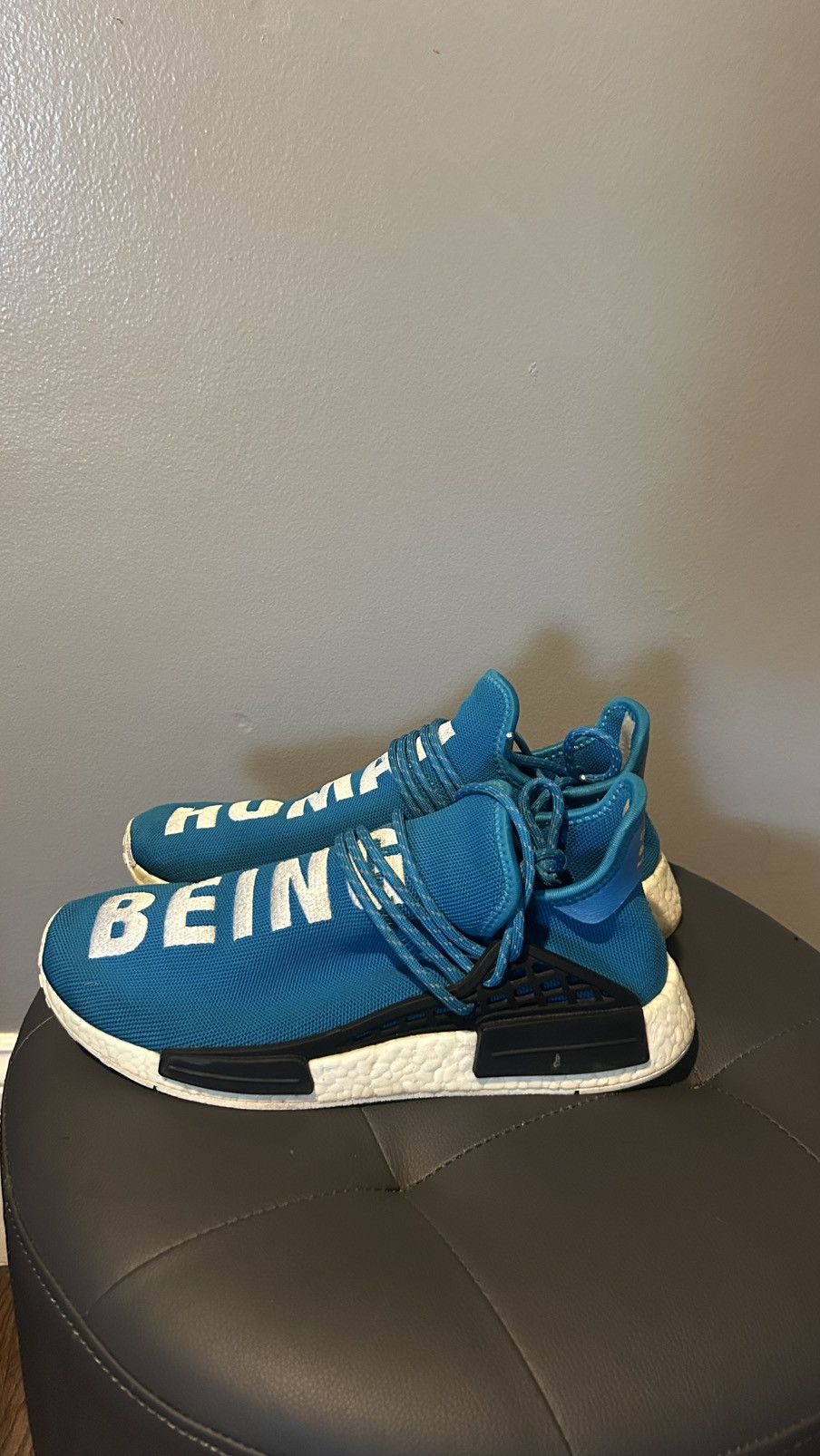 Adidas × Human Made Adidas Pharrell x Human Race NMD “Human Being” Blue Size US 10 / EU 43 - 3 Thumbnail