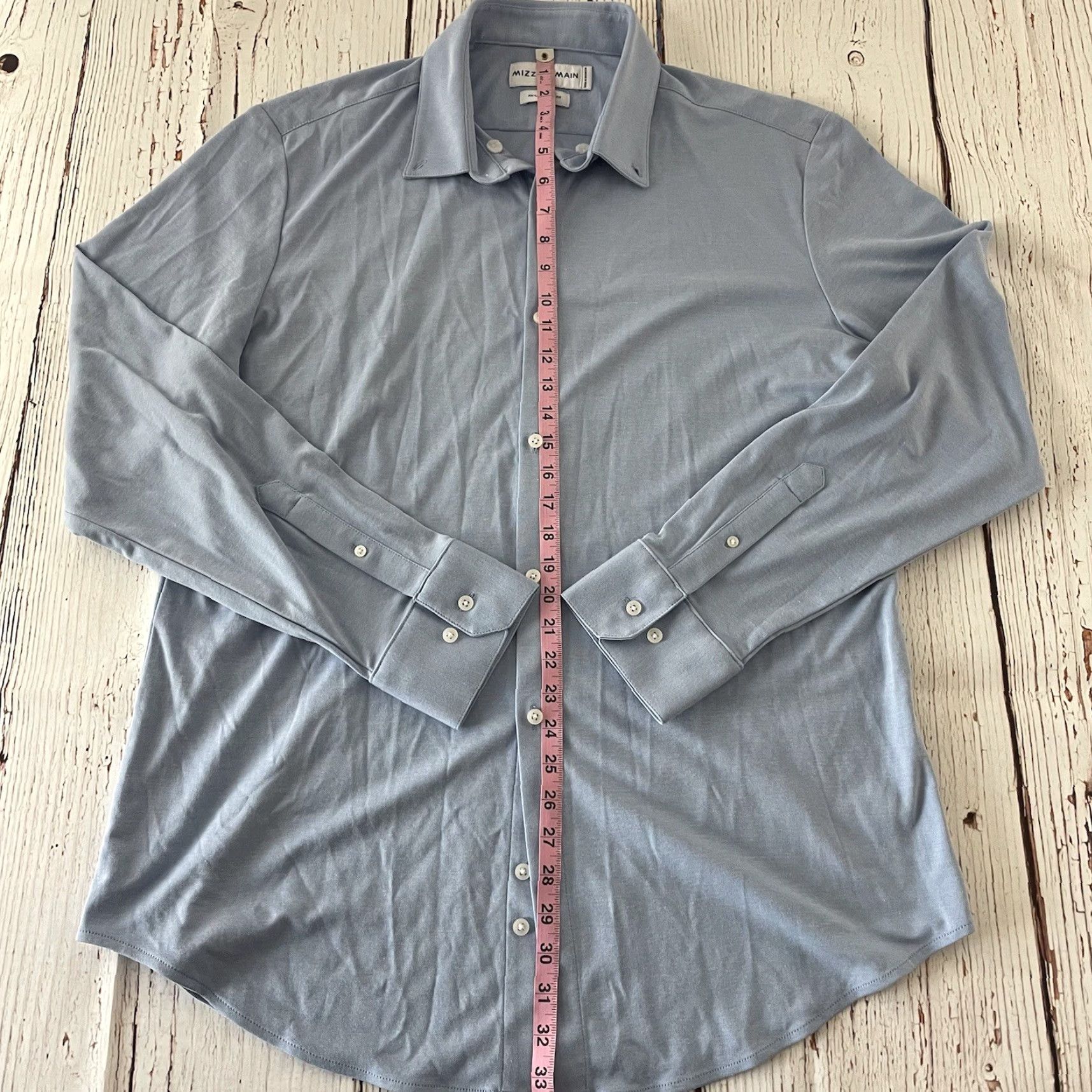 Mizzen+Main Mizzen+Main Button-Up Shirt MEN'S XXL Blue Long Sleeve Trim Fit Button Front Casual Shirt Size US XXL / EU 58 / 5 - 3 Thumbnail