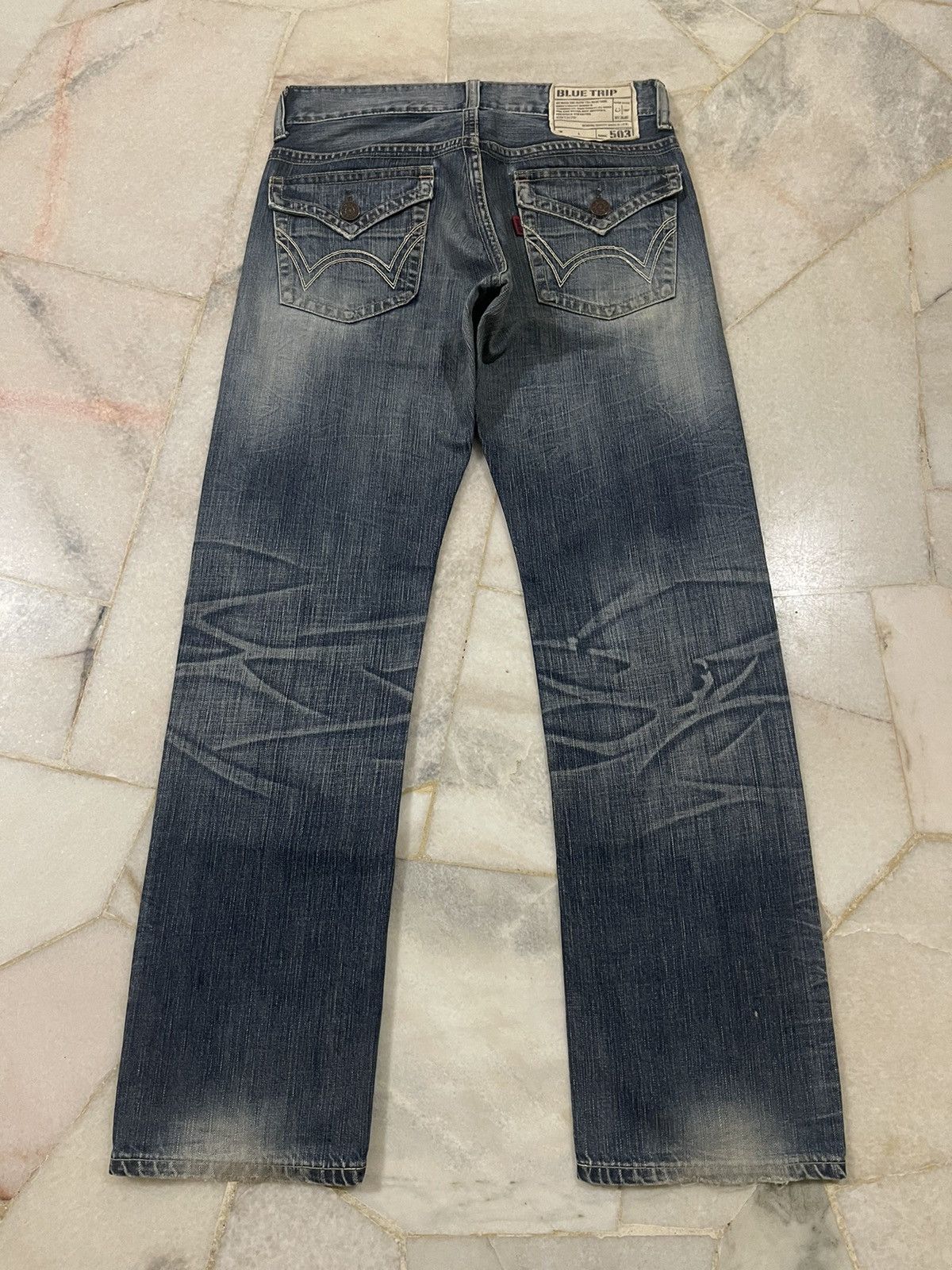 Vintage Vintage Edwin 503 Whisker Washed Jeans Denim Size US 33 - 1 Thumbnail