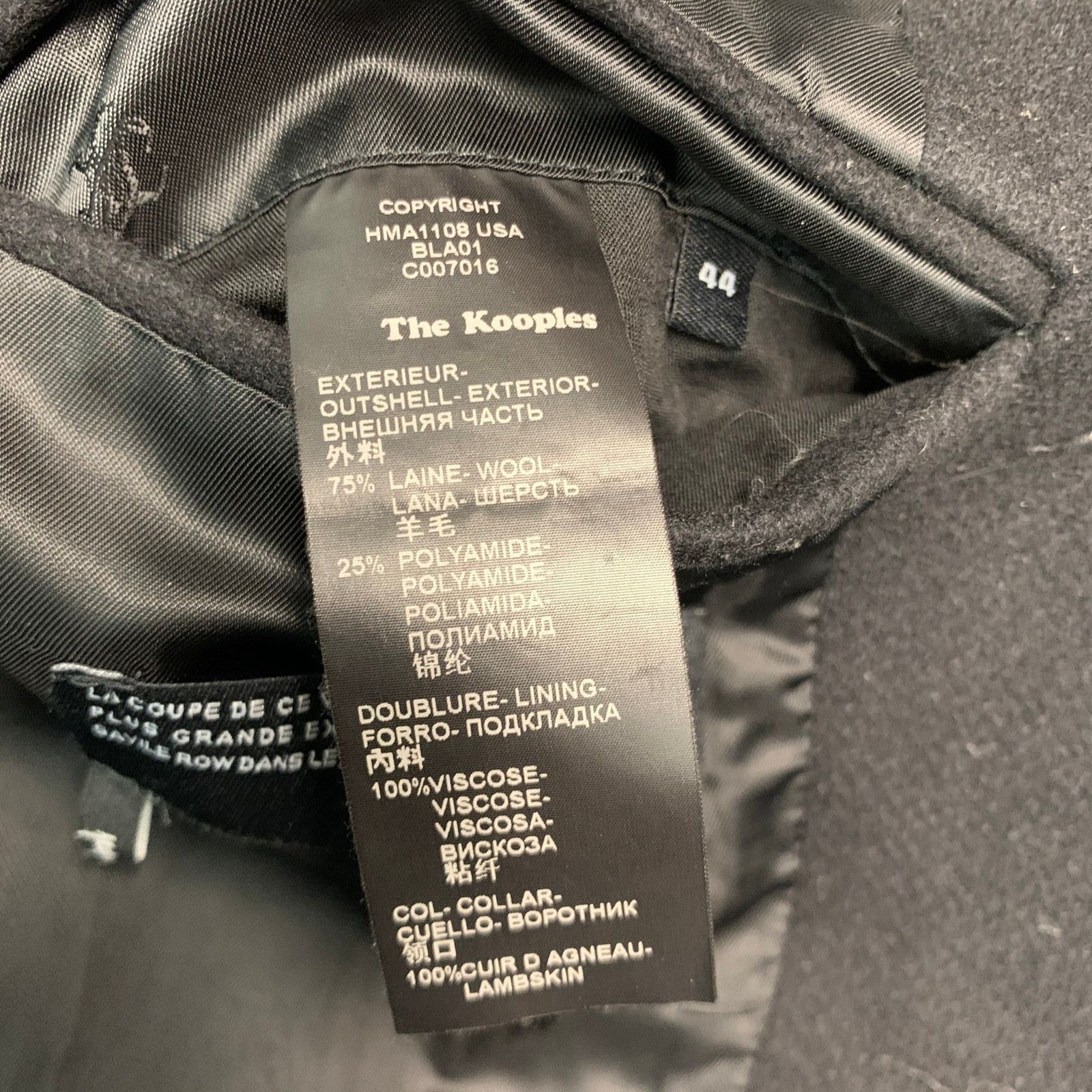 The Kooples THE KOOPLES Black Wool Blend Leather Trim Peak Lapel Coat Size US S / EU 44-46 / 1 - 8 Thumbnail