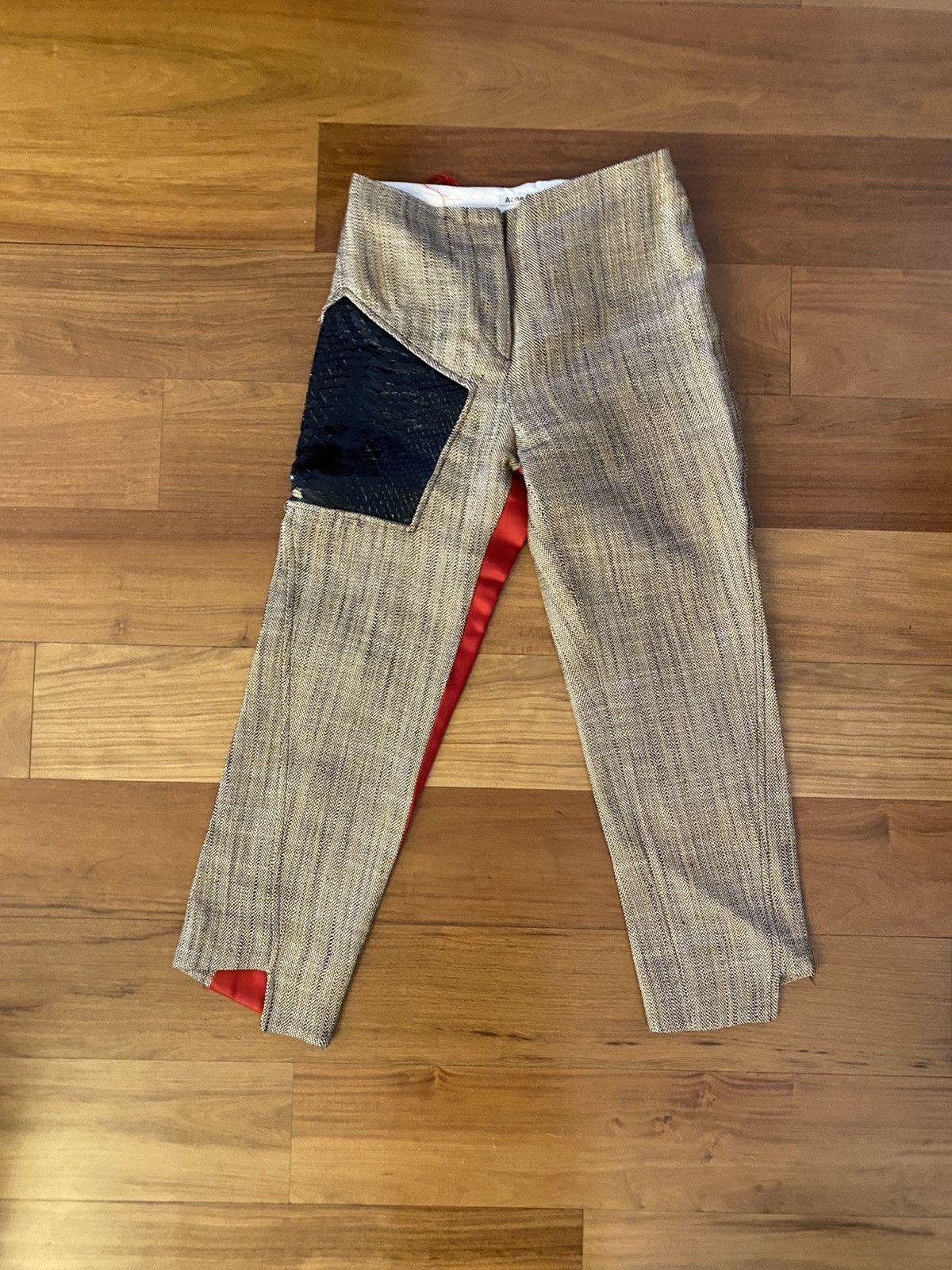 Acne Studios Pantalon Acne Studio beige et rouge Size 26" / US 2 / IT 38 - 1 Thumbnail