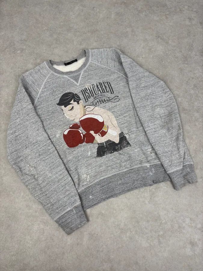 Dsquared2 FW2013 Dsquared2 Grey Distressed Boxing Sweater Size US S / EU 44-46 / 1 - 4 Thumbnail