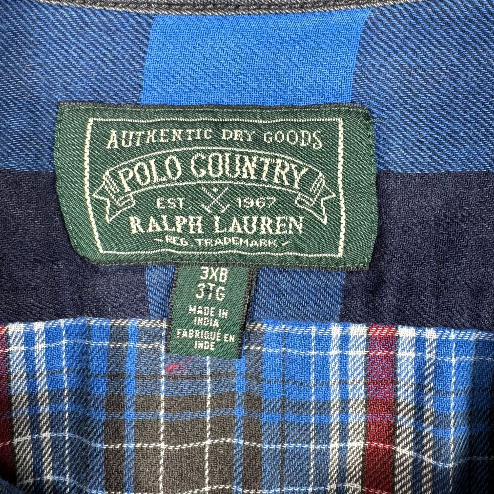 Vintage VINTAGE Polo Country Ralph Lauren Shirt Big 3X Blue Buffalo Plaid Flannel Lined Button-Up Mens Size US XXL / EU 58 / 5 - 5 Thumbnail