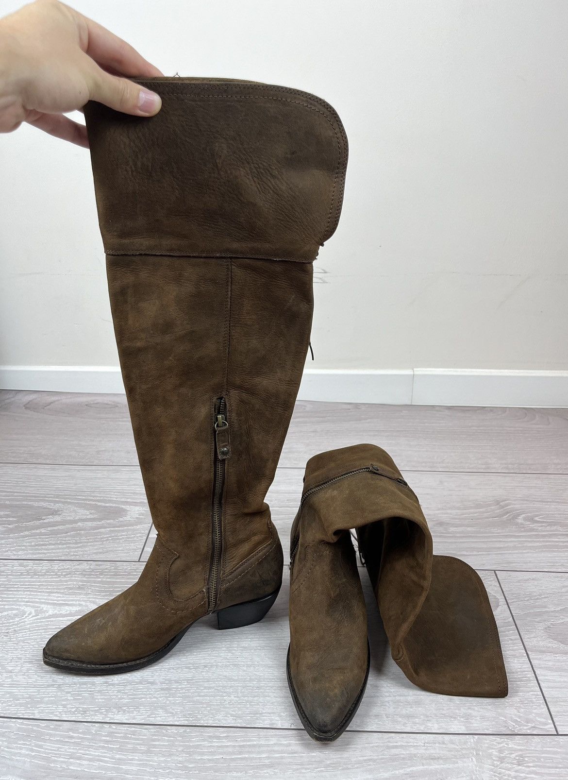 Frye Frye USA Brown Suede High Knee Rancho Womens Boots Size US 7.5 / IT 37.5 - 11 Thumbnail