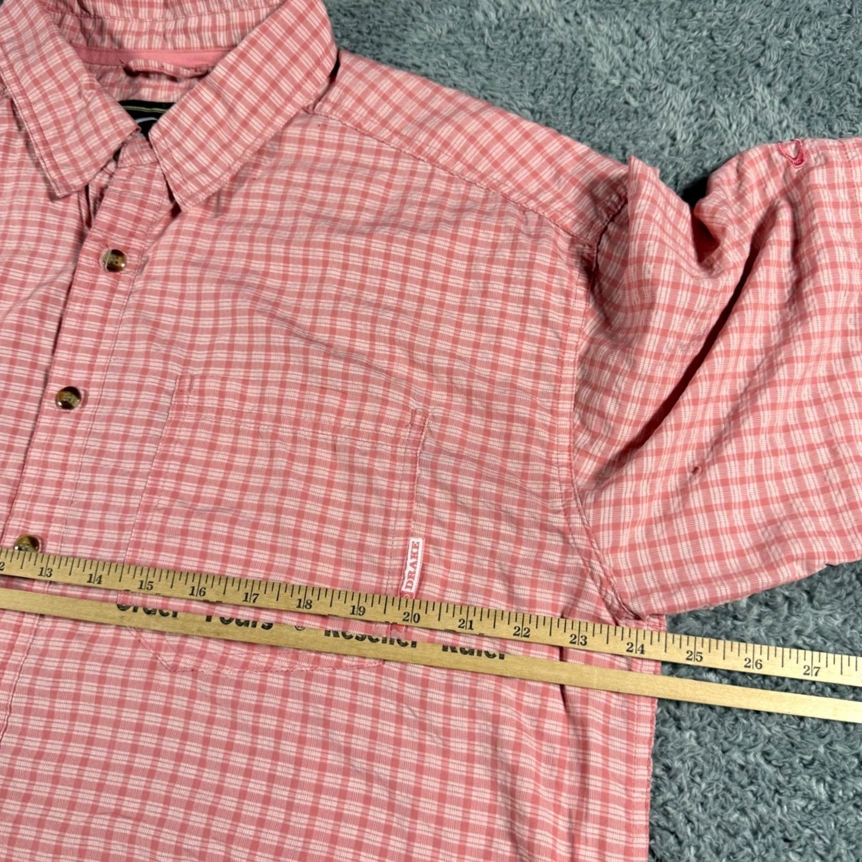 CO Drake Clothing Co Mens Large Pink Gingham Button Shirt Performance Size US L / EU 52-54 / 3 - 6 Thumbnail