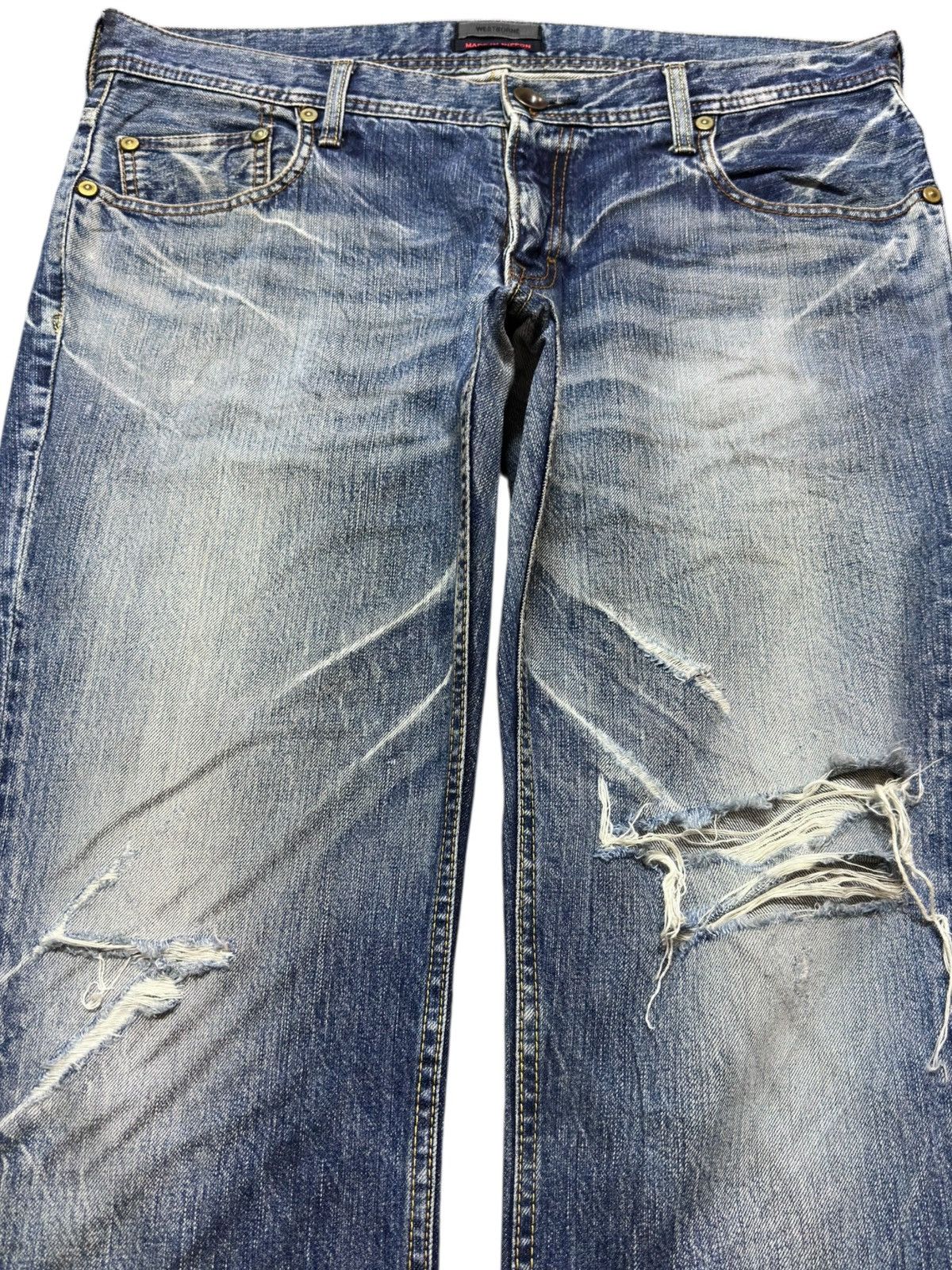 J.M. Weston Vintage Westborn Clawmark Ripped Distressed Denim Size US 38 / EU 54 - 2 Thumbnail