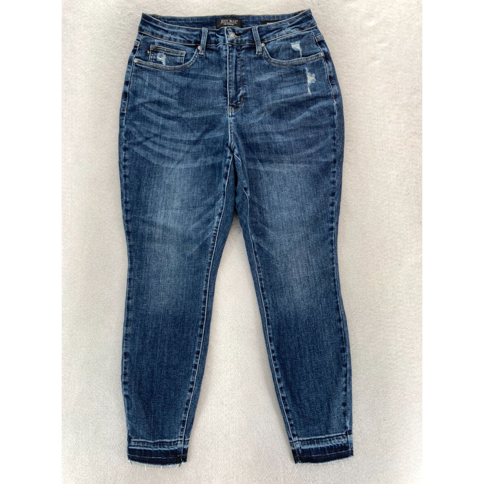 Denime Judy Blue Jeans Women's 16W Skinny Fit Dark Wash Blue Stretch Denim Distressed Jeans Size 25" / US 0 / IT 36 - 2 Thumbnail