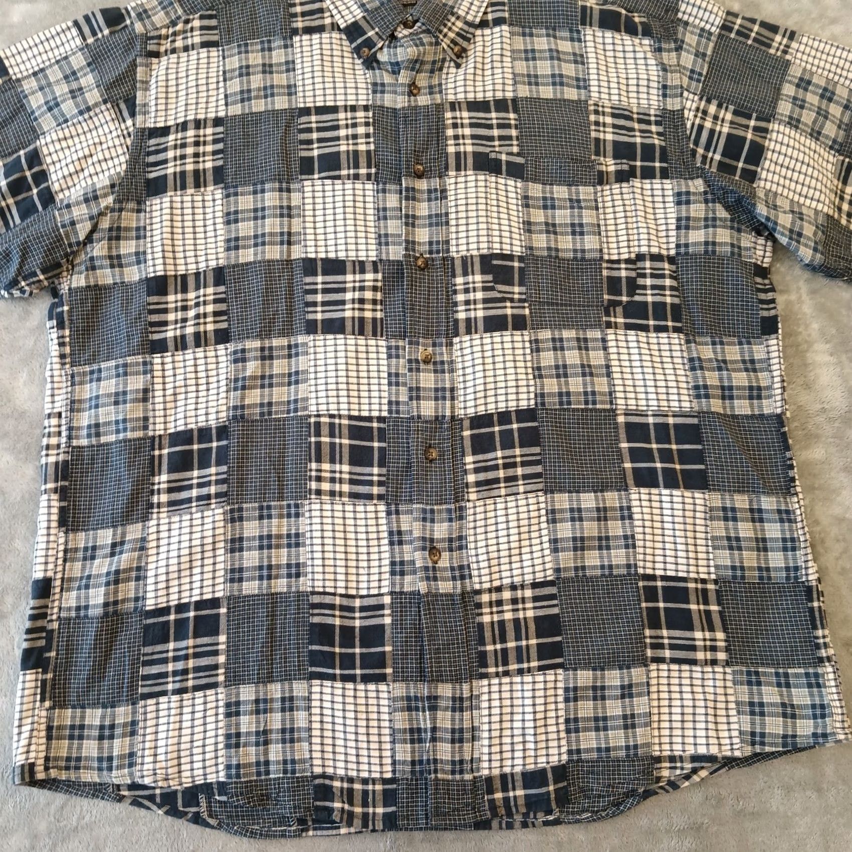 Jos. A. Bank Jos. A. Bank Shirt Mens XL Blue Patchwork Plaid Short Sleeve Button-Down Cotton Size US XL / EU 56 / 4 - 5 Thumbnail