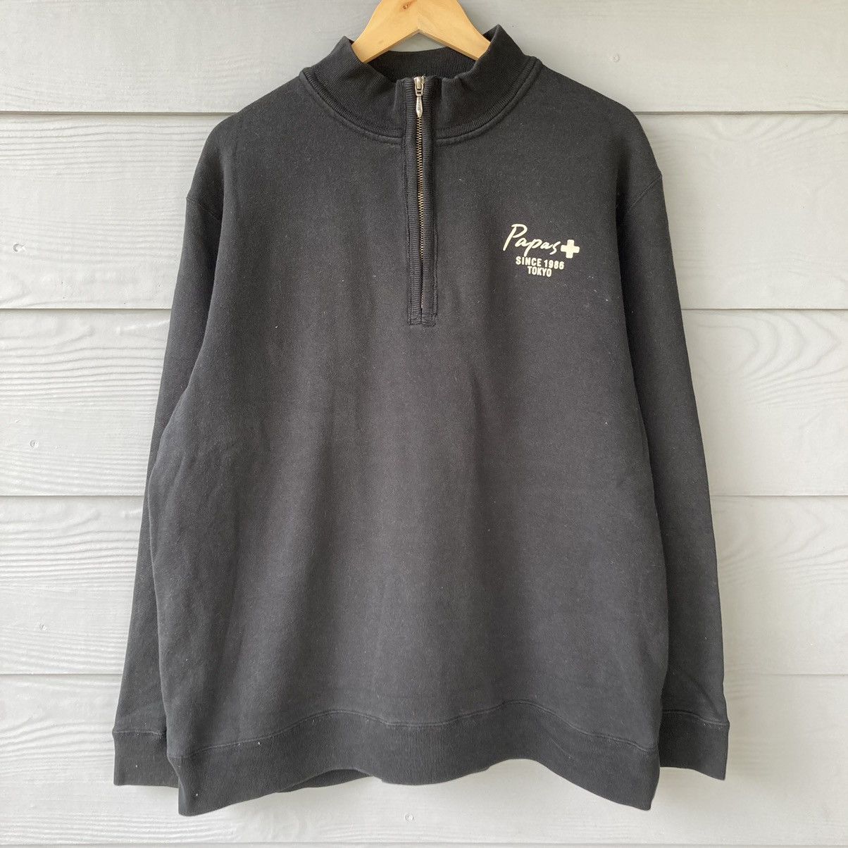Japanese Brand Vintage 90s Papas Since 1986 Tokyo Quater Zip Made in Japan Size US L / EU 52-54 / 3 - 1 Thumbnail