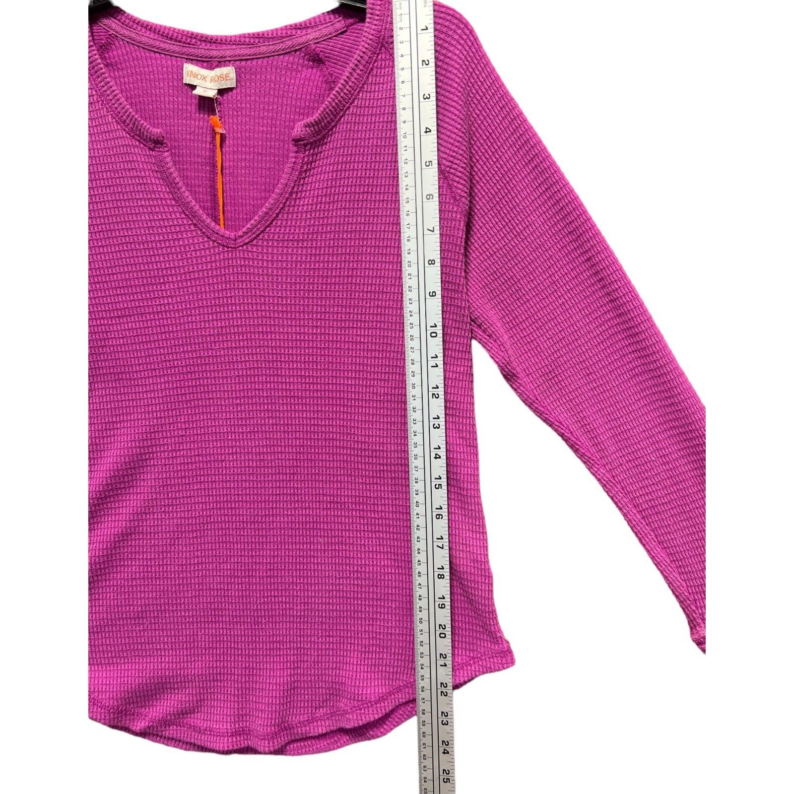 Other Knox Rose - Women's Long Sleeve Notch Neck Thermal Top - Pur Size M / US 6-8 / IT 42-44 - 8 Thumbnail