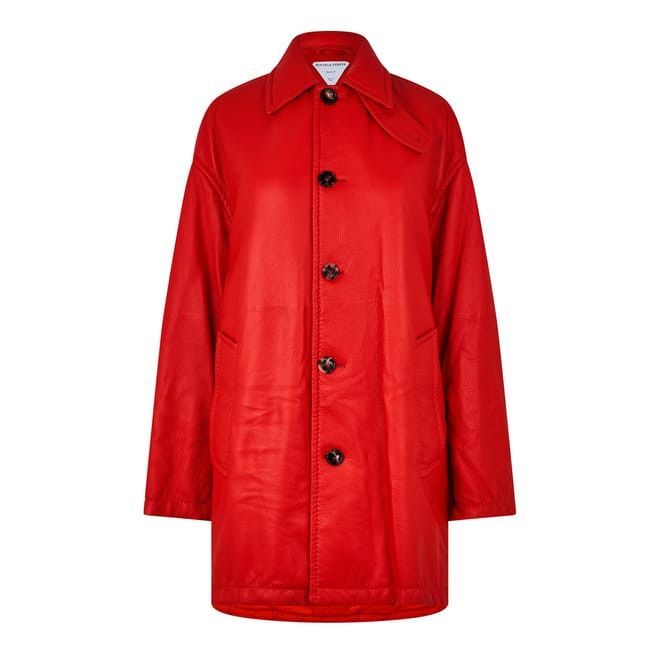 Bottega Veneta Relaxed Fit Coat in Red