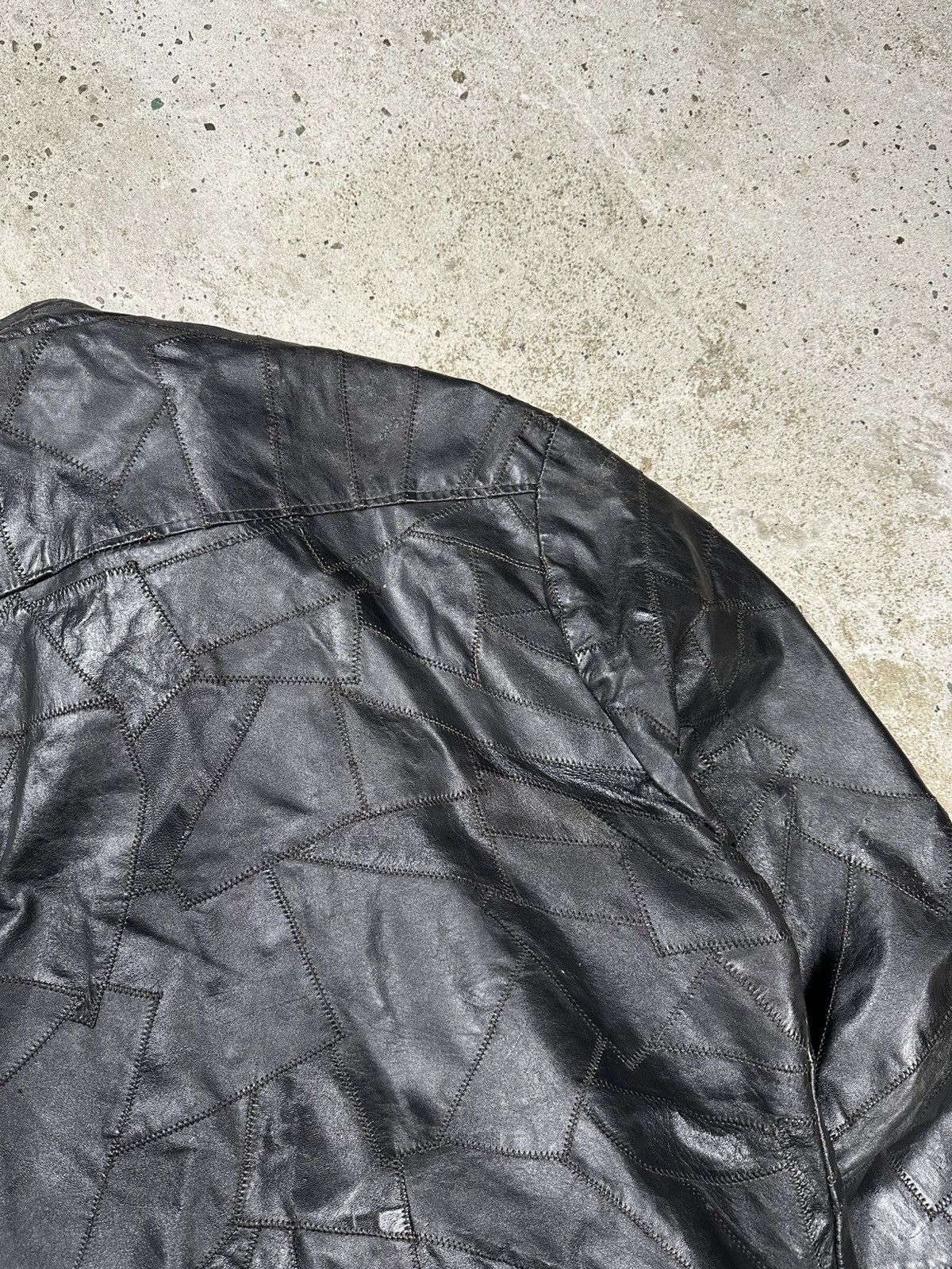 Vintage Vintage 90s Black Patchwork Bomber Leather Jacket Size US M / EU 48-50 / 2 - 14 Thumbnail