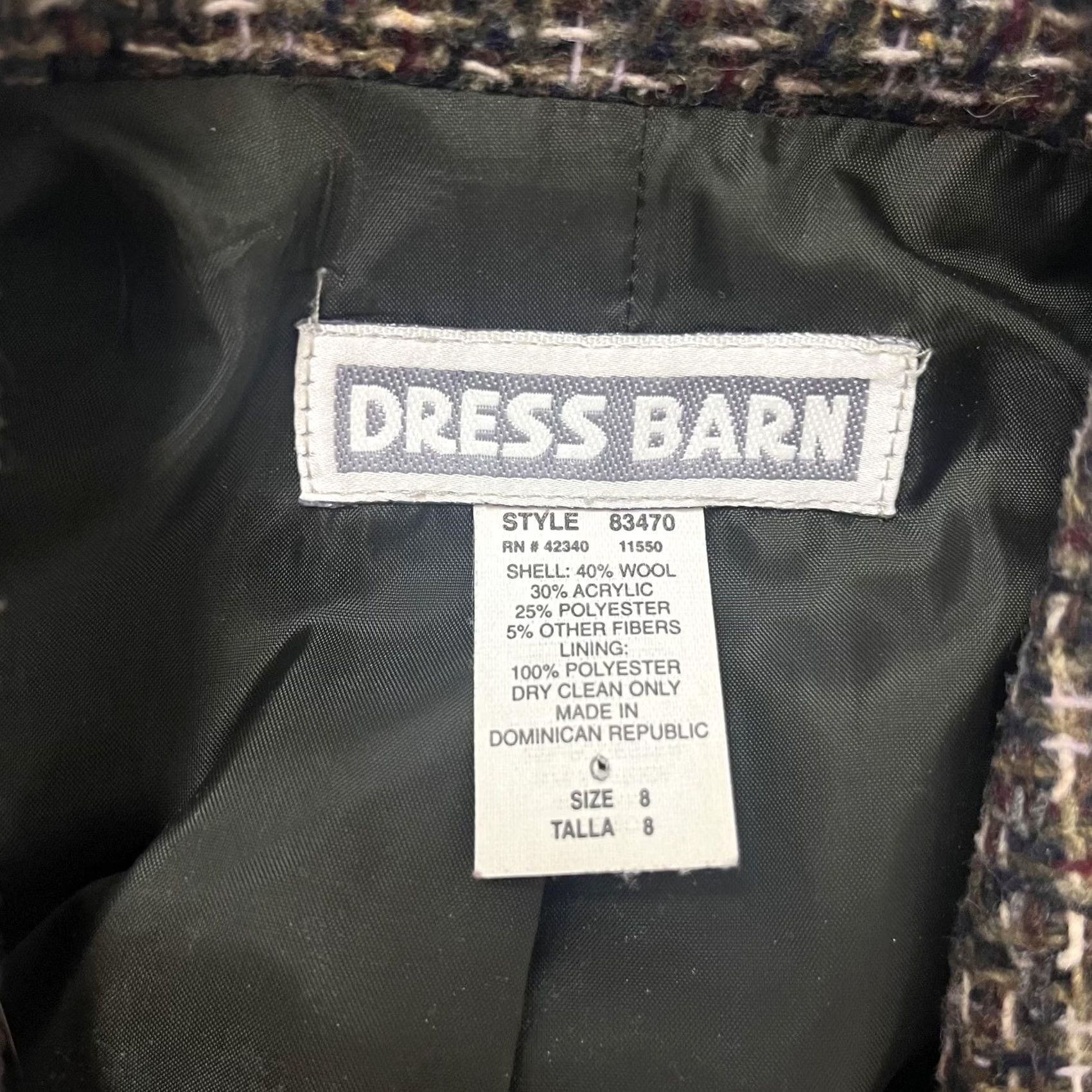 Vintage VINTAGE Dressbarn Blazer Jacket Womens 8 Brown Tweed Wool Blend Zip Front Lined Size M / US 6-8 / IT 42-44 - 2 Thumbnail