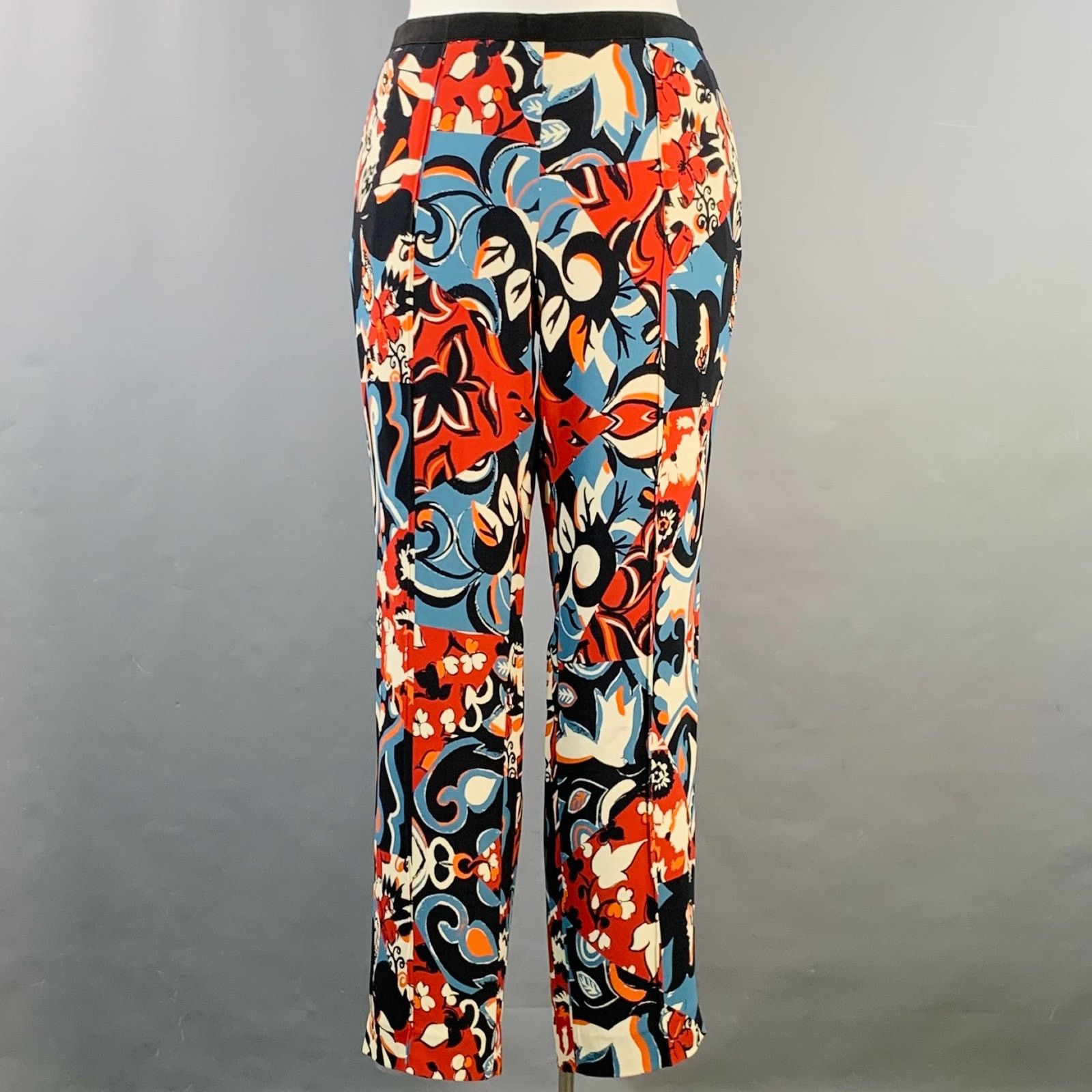 Etro ETRO Black Multi Color Blend Abstract Floral Tapered Pants Size 34" / US 12 / IT 48 - 1 Thumbnail