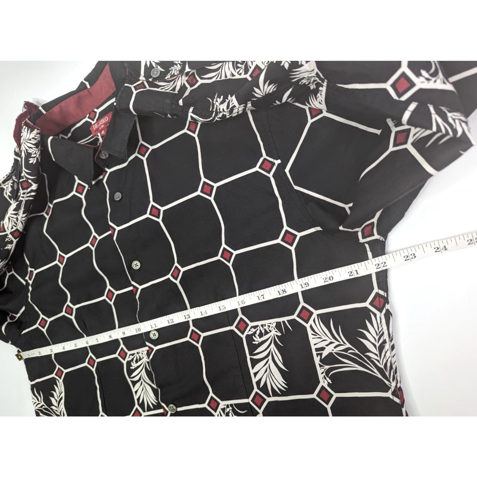 Vintage De-Niko Shirt Men's XL Black Floral Palms Abstract Long Sleeve Button Up Size US XL / EU 56 / 4 - 7 Thumbnail