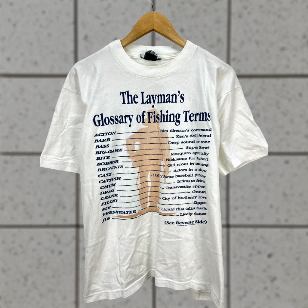 Vintage Vintage 1994 The Layman's Glossary of Fishing Terms Funny Shirt M Men T-Shirt White XS? No, M, adjust. Size US M / EU 48-50 / 2 - 1 Thumbnail