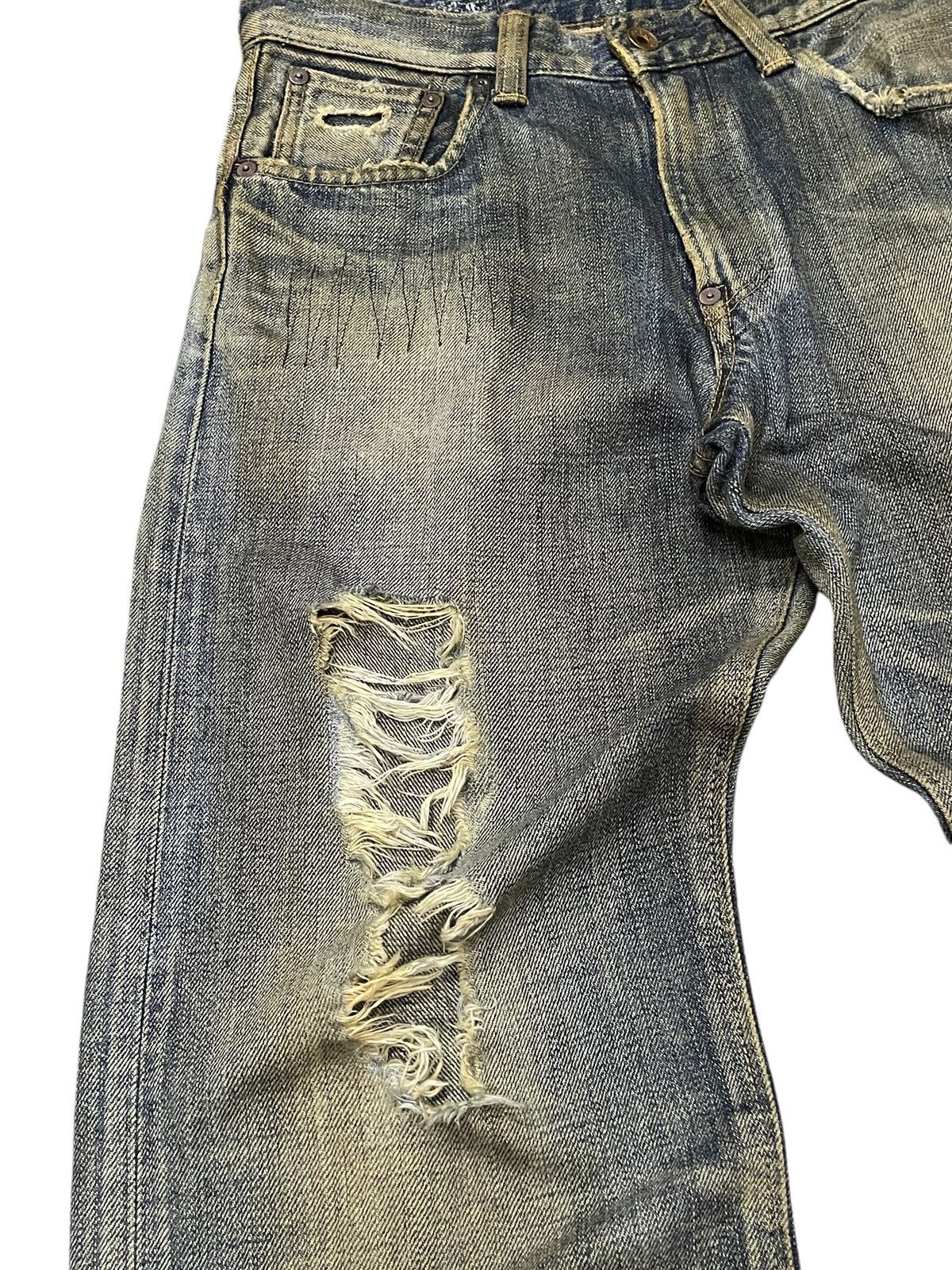 Edwin × If Six Was Nine × Levi's Edwin 505 Selvedge Muddy Wash Distressed Loose Jeans Size US 29 - 8 Thumbnail