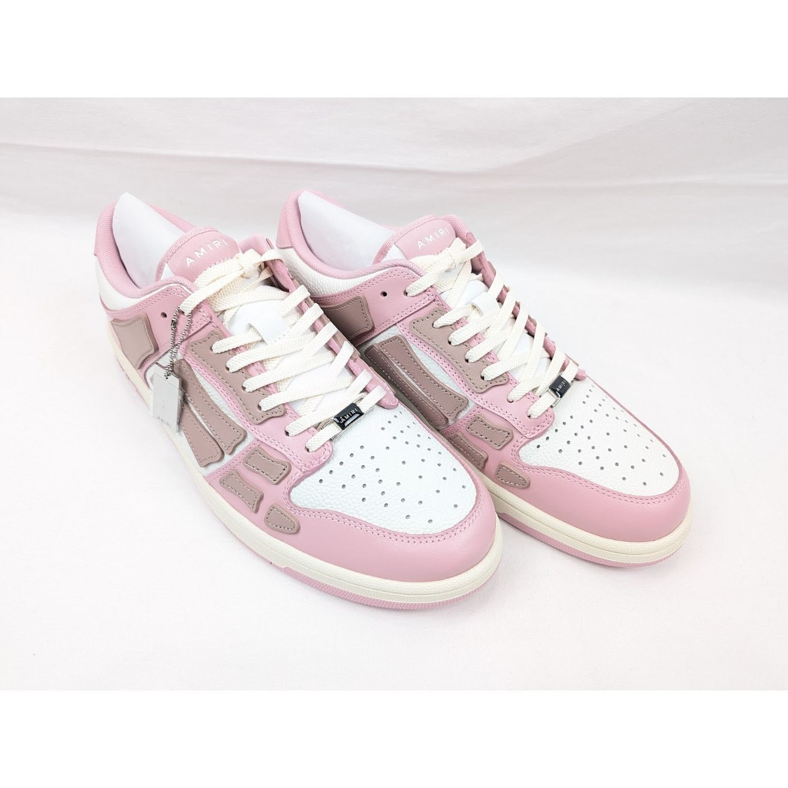 Amiri o1rshd1 Skelton Low-Top Sneakers in Rose Pink/White Size US 13 / EU 46 - 15 Thumbnail