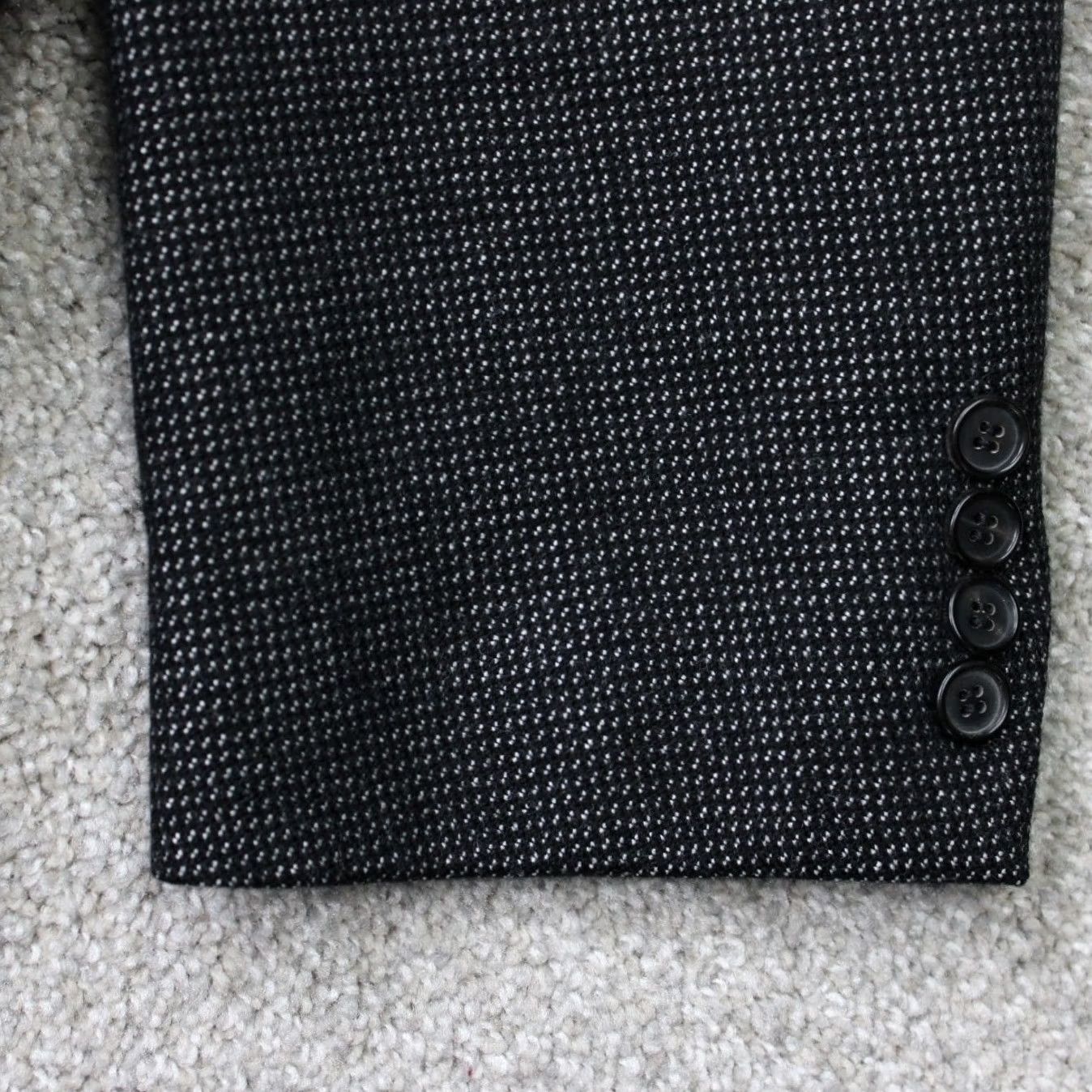 Hugo Boss HUGO BOSS Blazer Mens 44R Black Wool 3 Button Single-Breasted Jacket, Notch Lapel, Tweed, Dry Clean Only, Regular Fit, Vintage? No Size 44R - 4 Thumbnail