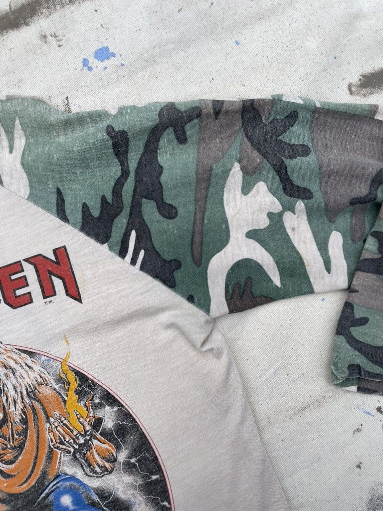 Vintage Rare Vintage Iron Maiden Camo Raglan Sleeve T- Shirt- 1982 Size US M / EU 48-50 / 2 - 7 Thumbnail