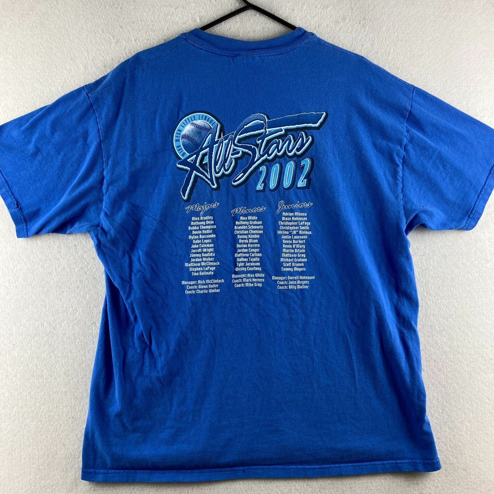 Hanes VINTAGE Hanes Beefy-T Shirt Mens XL Blue 2002 All Stars Mira Mesa Little League Short Sleeve Baseball Men XL Blue Logo Cotton Knit Size US XL / EU 56 / 4 - 2 Thumbnail