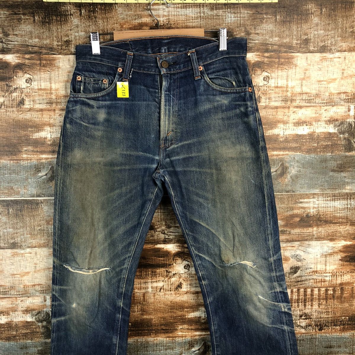 Levi's DLL Levis 505 Big E Blue Distressed Denim Pants #C133 Size US 30 / EU 46 - 4 Thumbnail